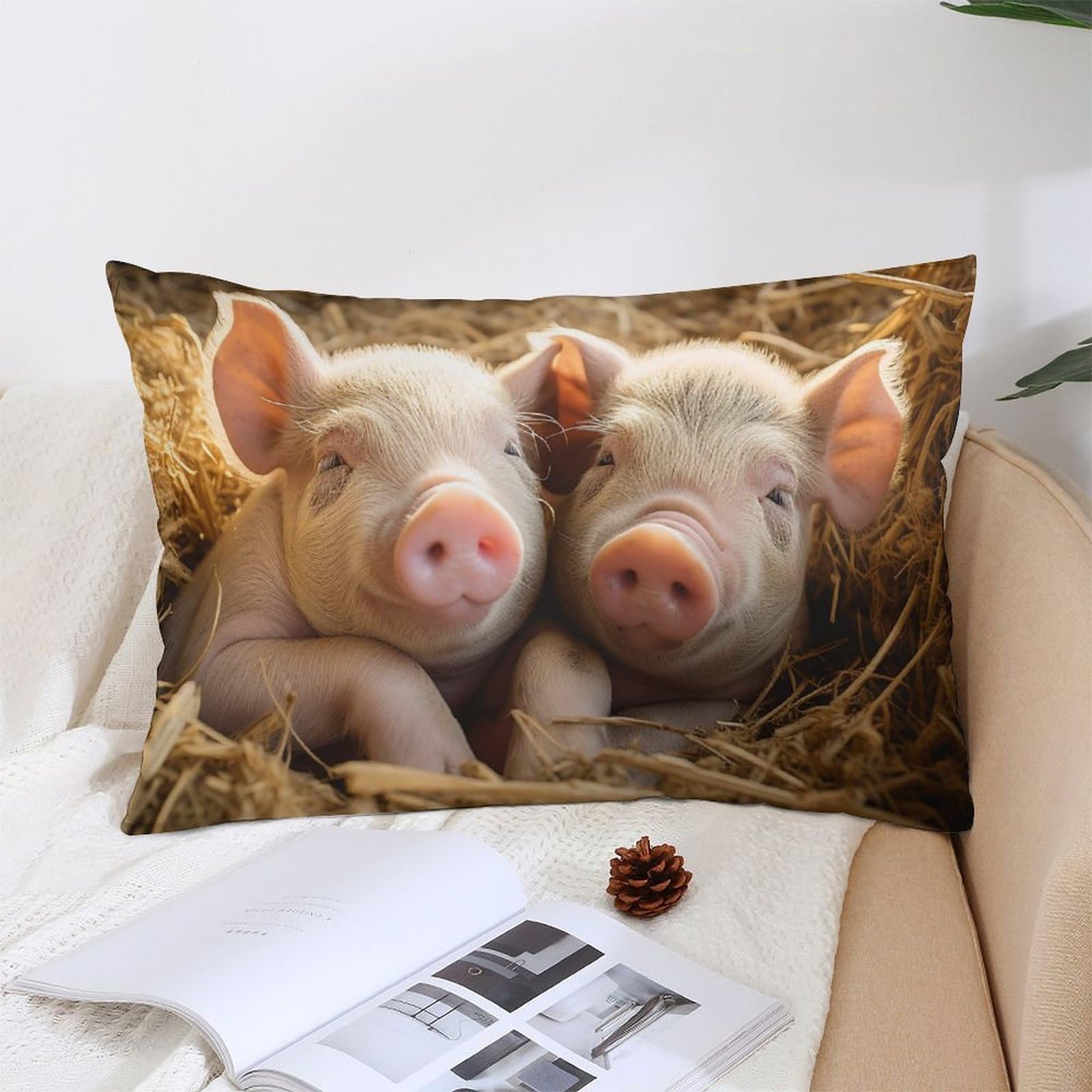 NTVOWPZO Decoration Throw Pillow Covers 12 "x20 Pillowcases Covers Pigs Soft Pillowcases Modern Farmhouse Home Decor Sofa Cushions Covers for Couch Bed Living Room