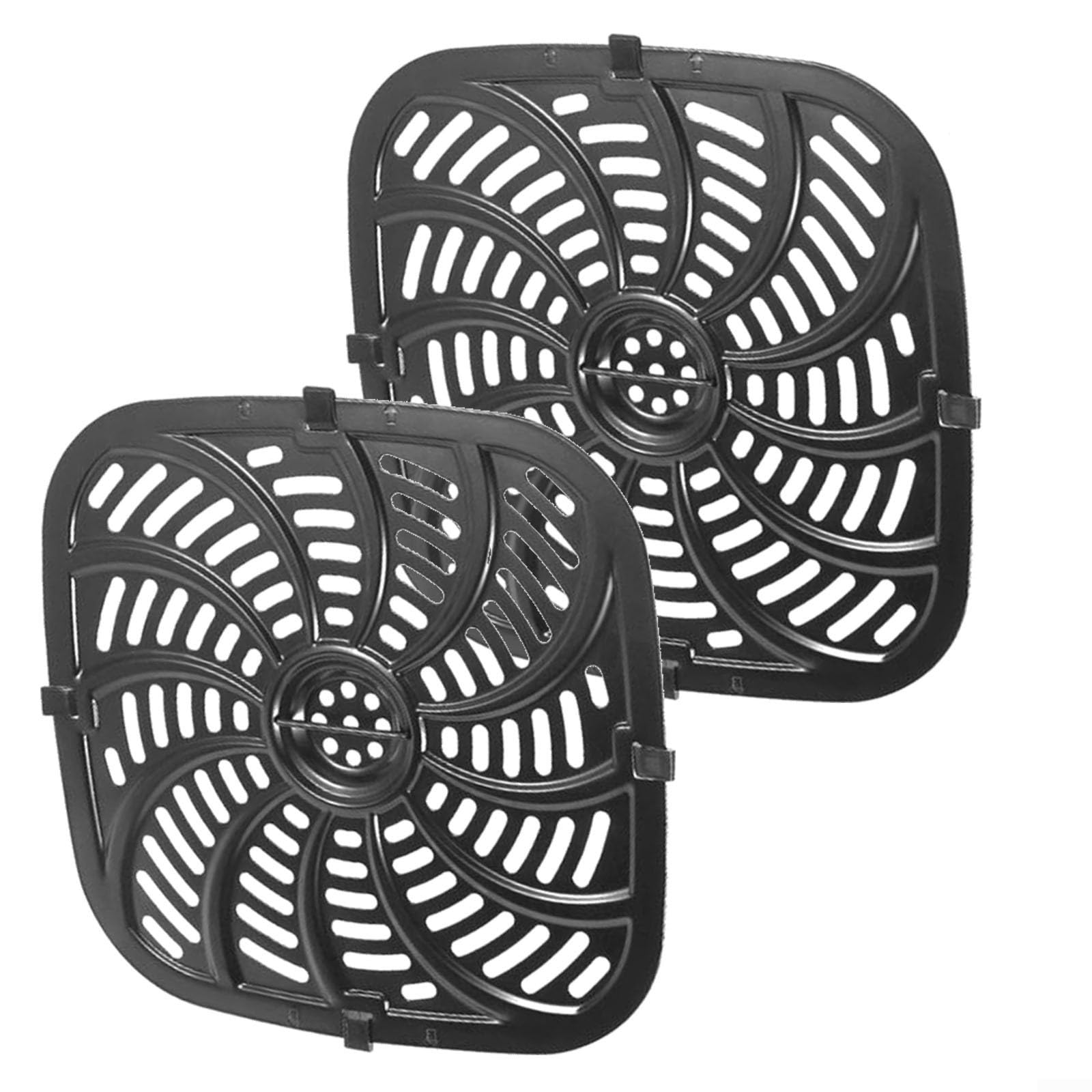 Piastra di ricambio per friggitrice ad aria, 24 x 25 cm, con 4 paraurti in gomma, antiaderente, quadrata, per friggitrice ad aria (2 pezzi)