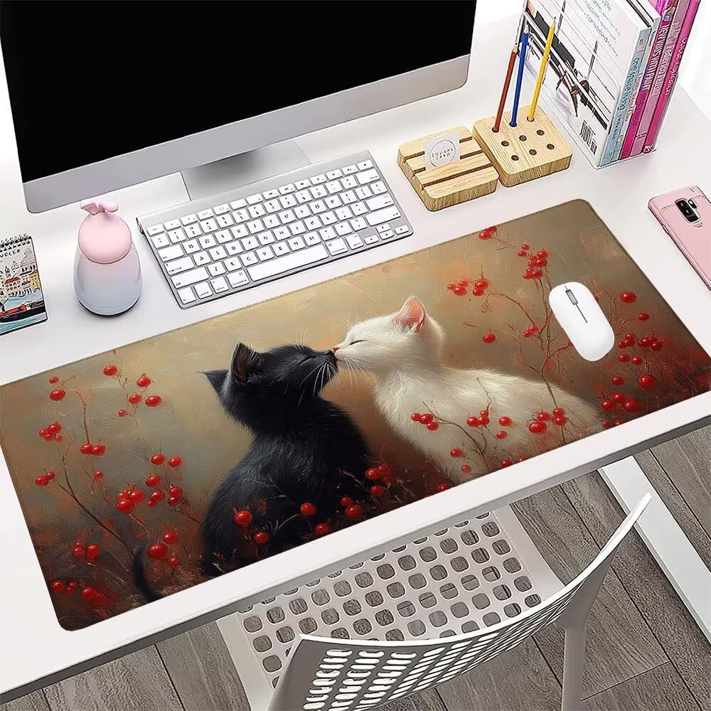 kat, ambacht, gaming muismat XL (11,8 x 31,5 in), verlengde grote muismat bureau-onderlegger, gestikte randen, antislip rubberen basis, toetsenbordpad (80 cm x 30 cm) (3 kat, ambacht, gaming muismat XL (11,8 x 31,5 in), verlengde grote muismat bureau-onderlegger, gestikte randen, antislip rubberen basis, toetsenbordpad (80 cm x 30 cm) (3
