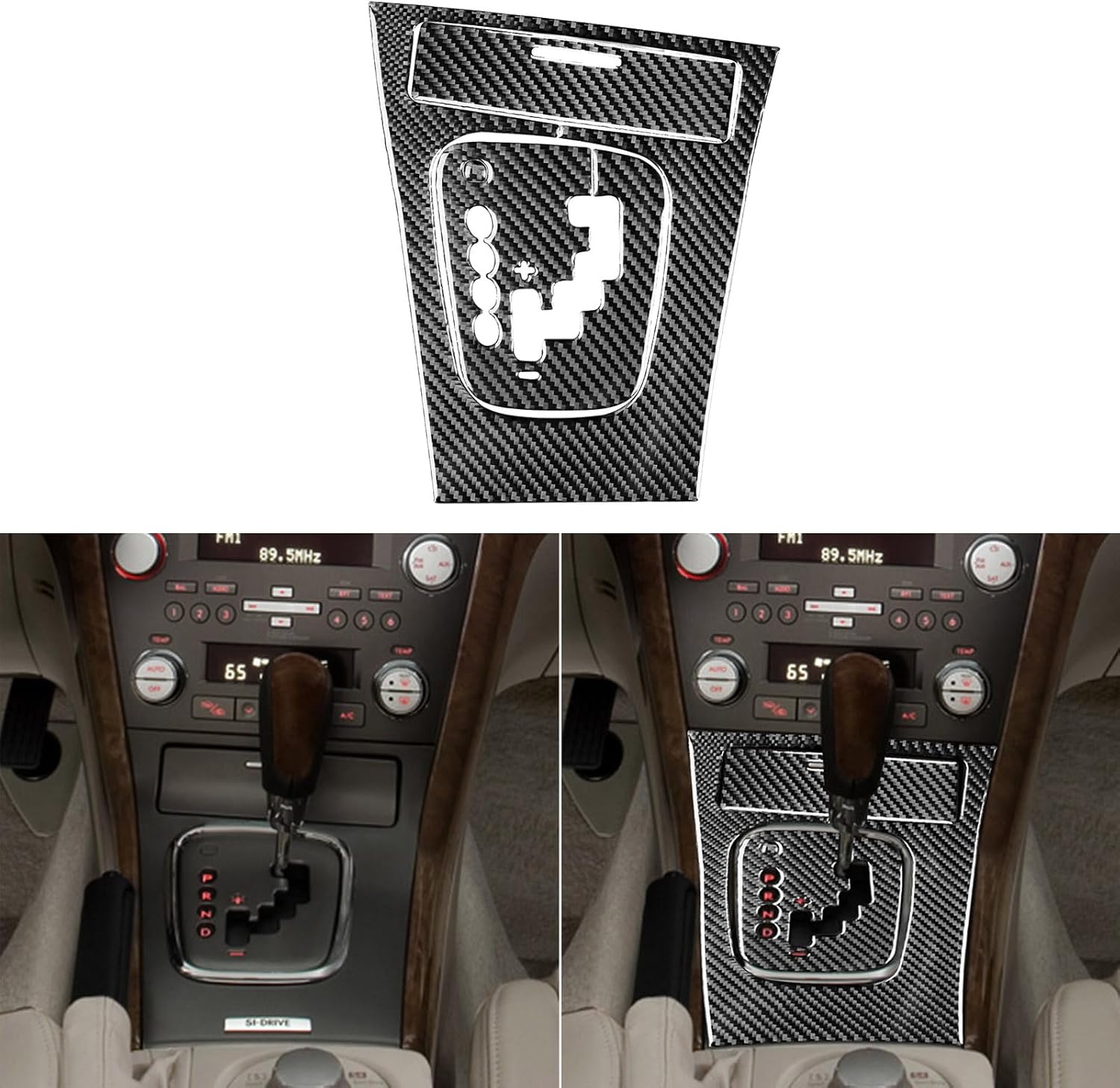 Generic Real Premium 3D Effect Carbon Fiber Sticker Compatible with Subaru Legacy/Outback 2005-2009 Car Center Console Gear Shift Panel Decoration kit Auto Interior Accessories Decal 4pcs Black