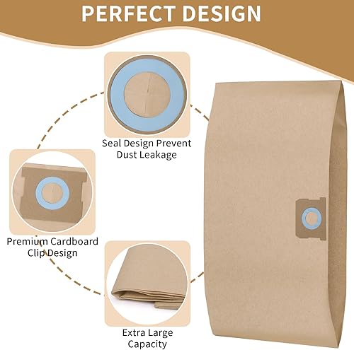 Miniatura 5 de Paquete de 15 bolsas de vacío para aspiradora DEWALT de 6 a 10 galones DXVA19-4101, bolsas de filtro de repuesto LUNARUBBY para aspiradoras húmedas