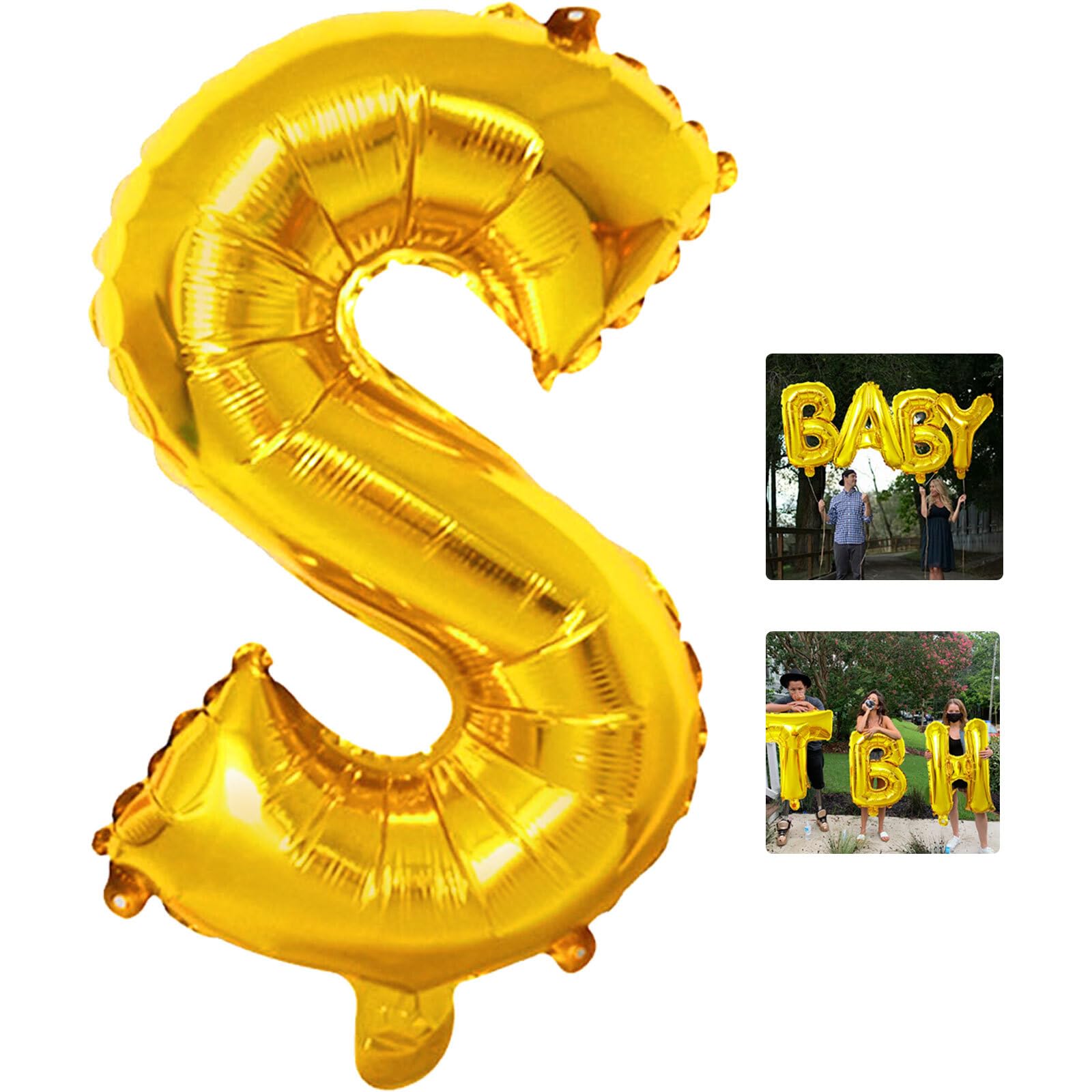 Photo 1 of *** Bundle *** S Letter Balloon Gold 40 inch Big Foil Mylar Name Balloons for Birthday Party Decorations Wedding Anniversary Events Supplies S Gold  &  Karenhi Graduation Party Cups Disposable 16 Ounce Plastic Drinking Cup Graduation Party Decorations Sup