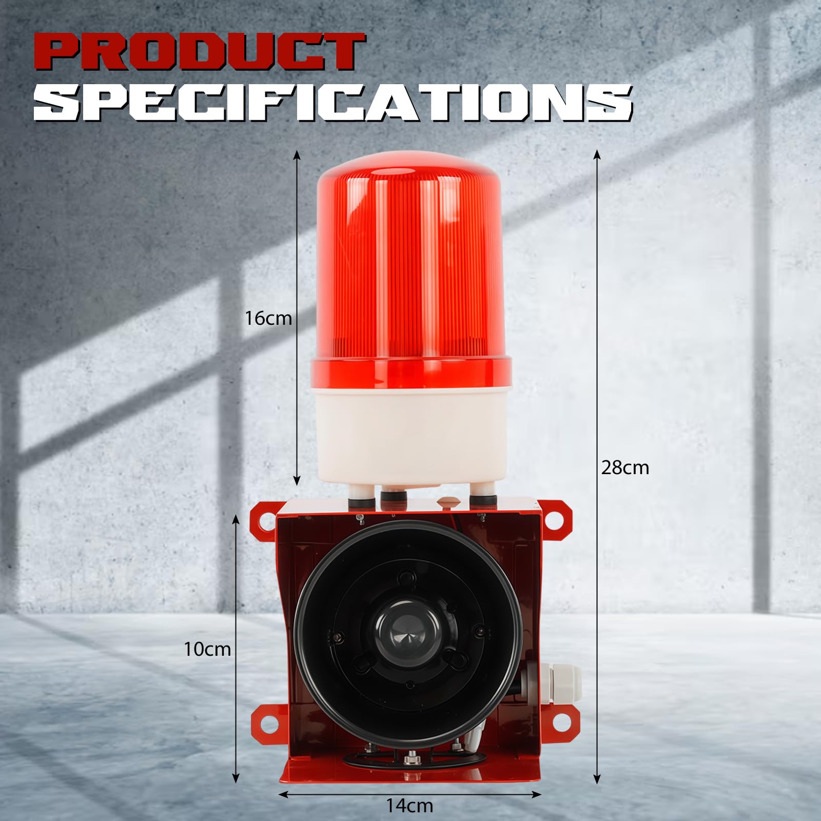 Sirène Industrielle 115 DB étanche IP65 avec Flash 220 V | Voyant d'avertissement pour ports, docks, usines, écoles, maisons
