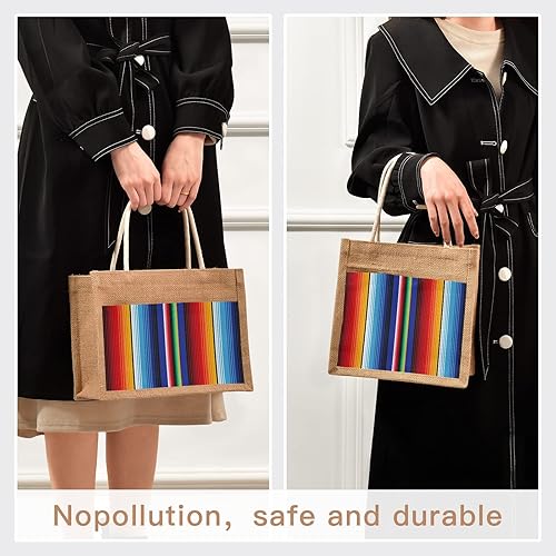 Miniatura 6 de Eionryn Cinco De Mayo Stripes Yute Tote Bag Mexican Day Of The Dead