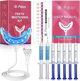 PDOO Teeth Whitening Kit with LED Light for Sensitive Teeth Fast Results for Teeth Whitening at Home-Carbamide Peroxide Te...