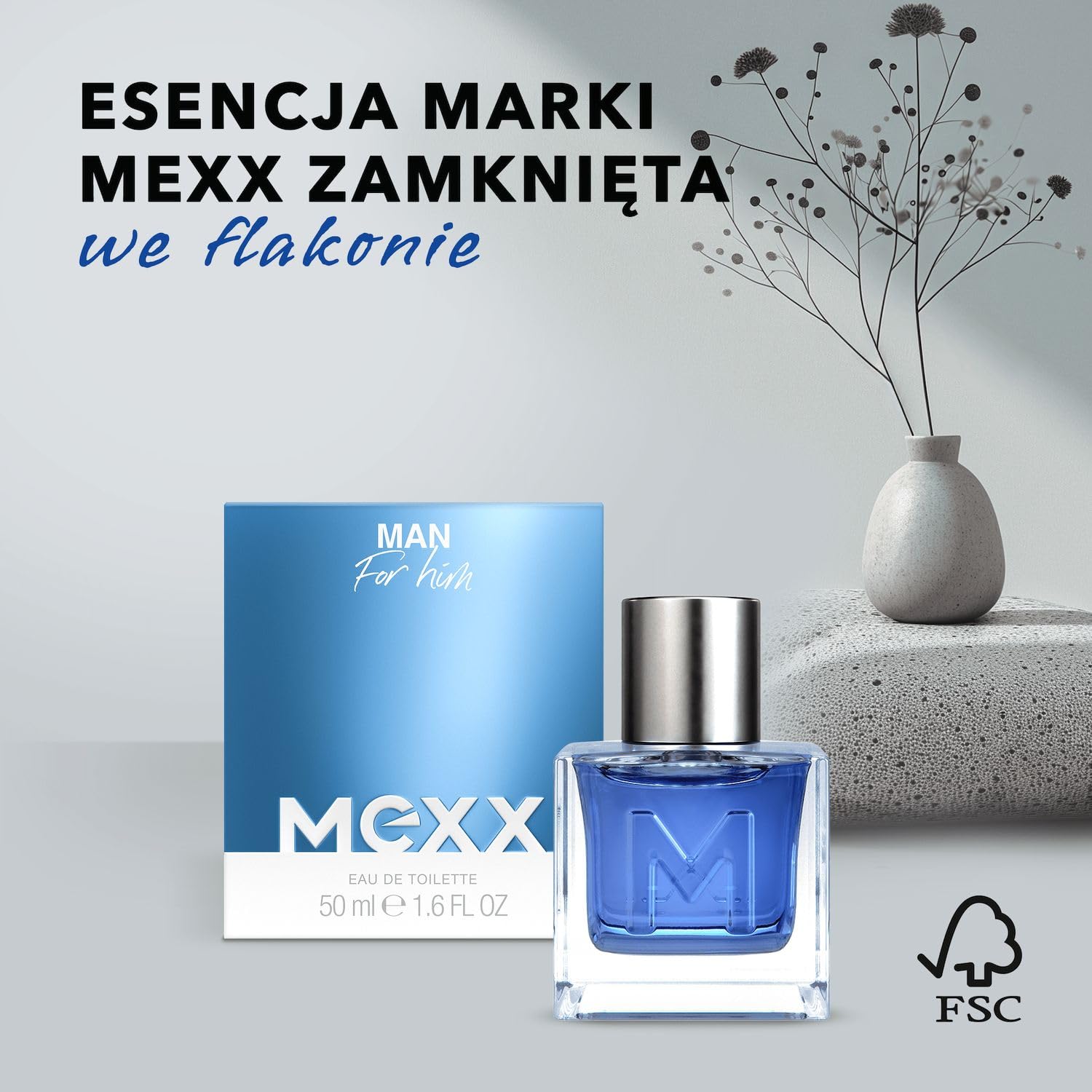 Mexx Man Woda Toaletowa dla Mężczyzn, o Świeżym, Aromatycznym, Drzewnym Zapachu, 50 ml