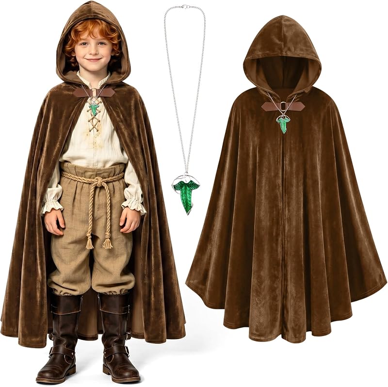 2PZ Medievale di Mantello con Cappuccio di Halloween per Bambino