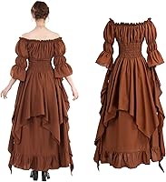 Vista 54 de NSPSTT Vestido victoriano, disfraz renacentista para mujer, vestido de bruja gótico, vestido de boda medieval