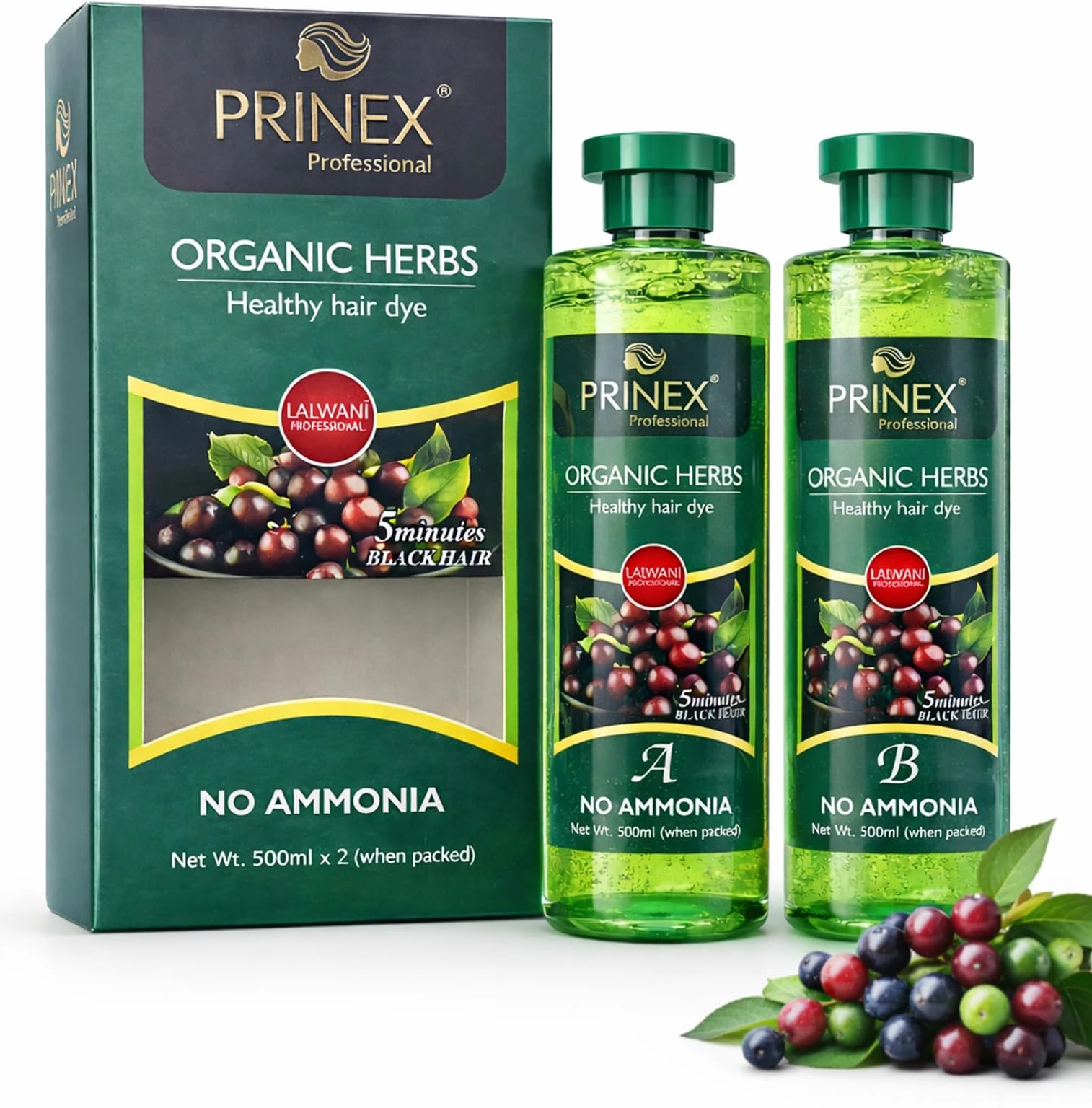 Prinex Professional Organic Herbs Healthy Hair Gel Colour, Natural Black | Ammonia-Free Formula, 5-Minute Grey Coverage, 500ml x 2 Bottles, Nourishes & Strengthens, Long-Lasting Colour-image-28