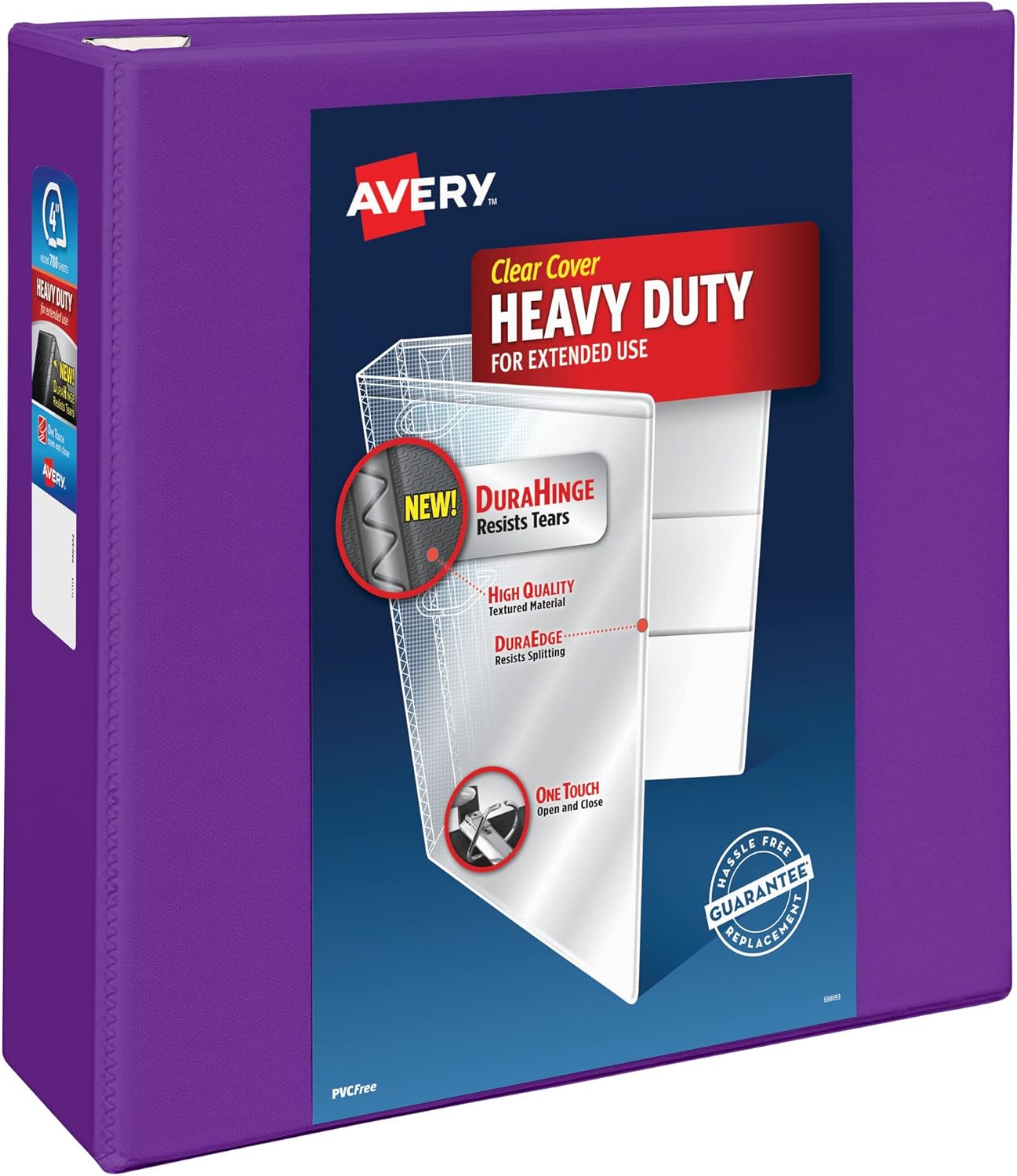 Avery Heavy-Duty View 3 Ring Binder, 4 Inch One Touch EZD Rings, 4.5 Inch Spine, 1 Purple Binder (79813)