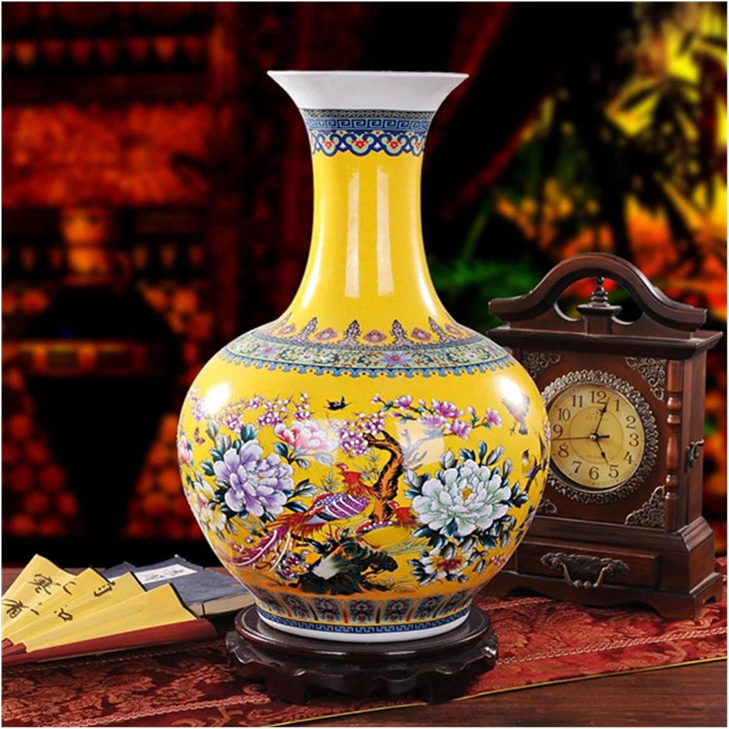 Vase Desktop Antique Porcelain Enamel Desgin Big Floor Chinese Classical Decoration Large Ancient Palace Vases(D)