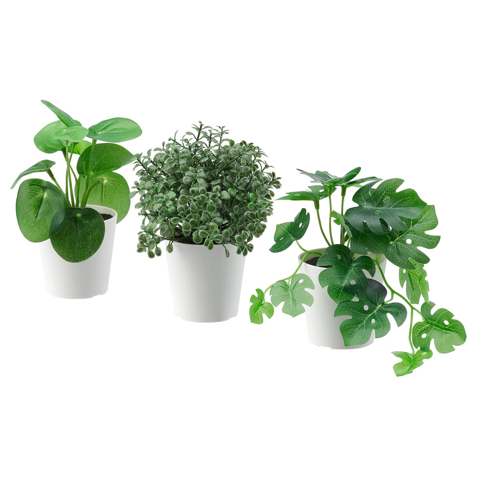 CINAGRO Pack of 3 Artificial Plants with Pots for Indoor & Outdoor Use | Mini Planters for Home Décor, Living Room, Balcony, Gifting (Small, White Pot)