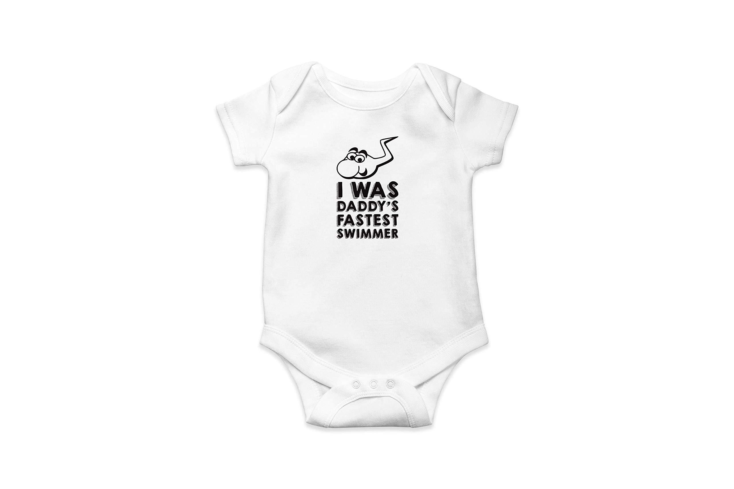 Smartypants White I Was Daddy's Fastest Swimmer Babygrow - Cute Adorable Funny Father's Day Gift Dad Novelty Present Birthday Christmas Newborn Baby Shower Cute Humour Present Gift (, 6-12 Months)