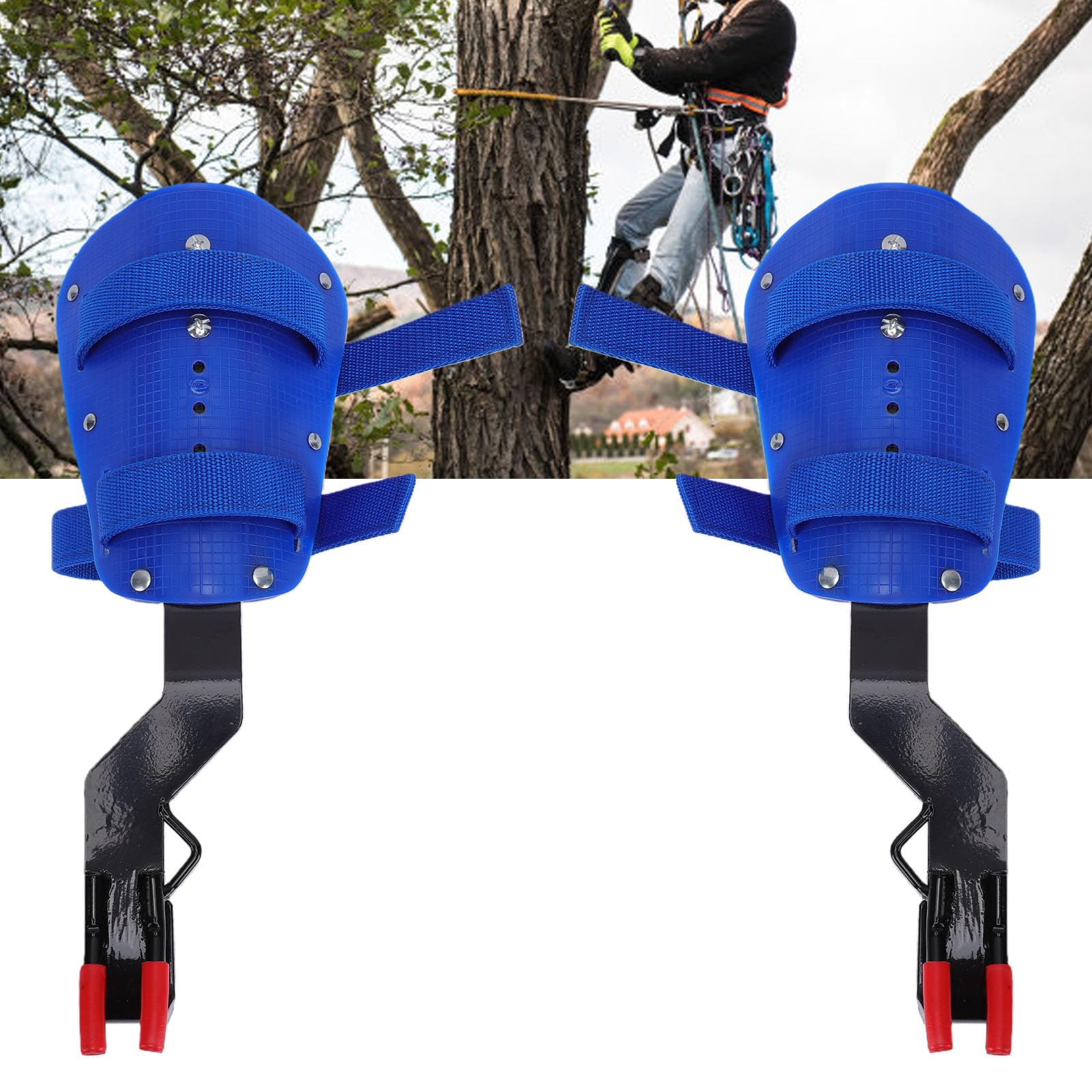 GLOGLOW Pitons & Aid Gear Espuelas para Arboristas Clavijas de Doble Punta Ajustables de 15 a 17,3 Pulgadas para Recolección de Frutas Trabajo Forestal Agricultores Clavos para Trepar árboles Placa