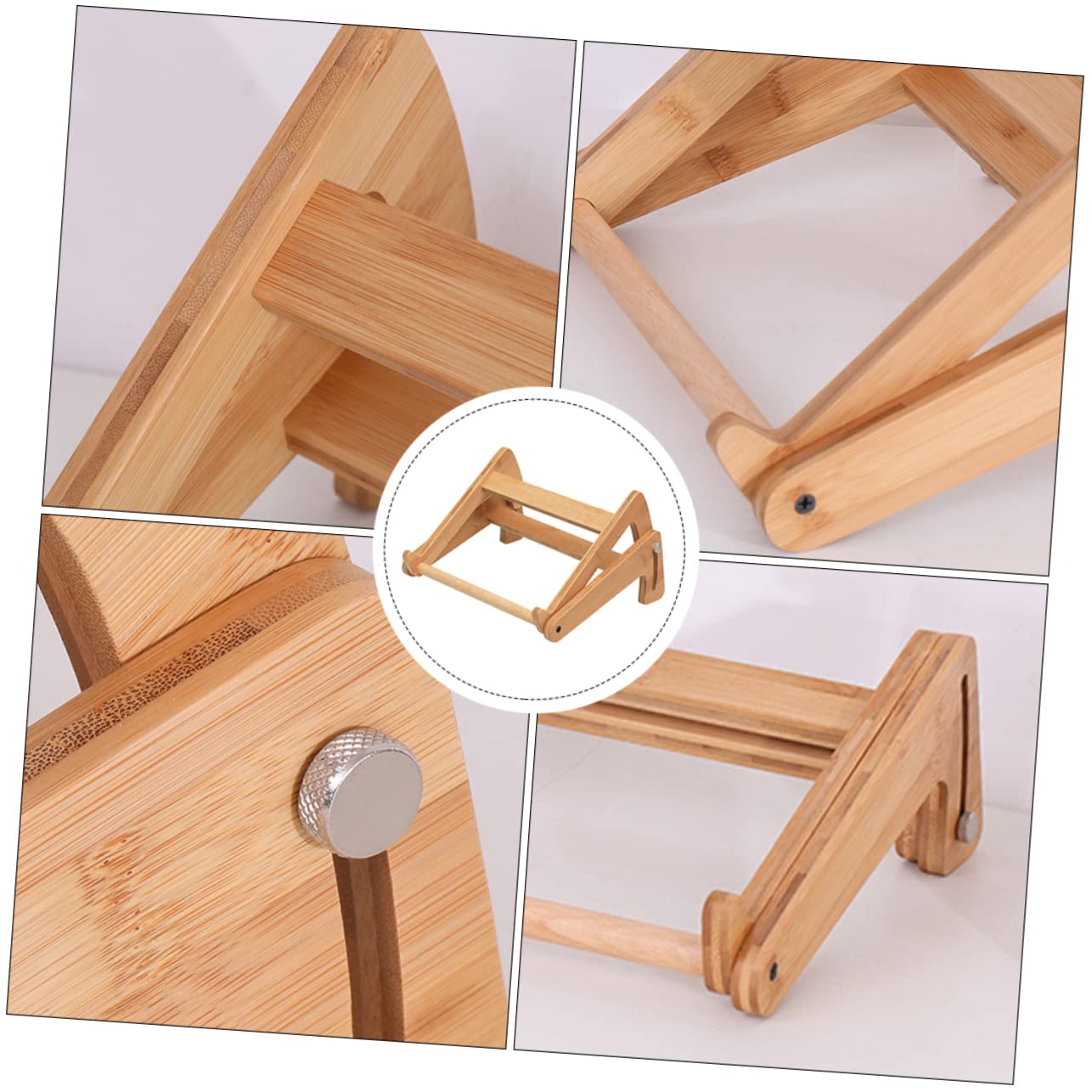 Operitacx Supporto per Laptop in Legno Beige, Scrivania Portatile per Laptop Altezza Regolabile, Struttura Cava e Angoli Arrotondati, Stabile e Confortevole