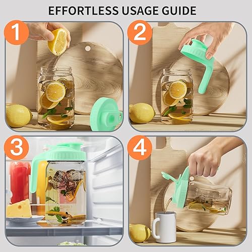 Miniatura 42 de Jarra de vidrio Mason Jar - Jarra de leche materna de 32 onzas con tapa de boquilla para vertido, sellado hermético, ideal para café frío, jugo