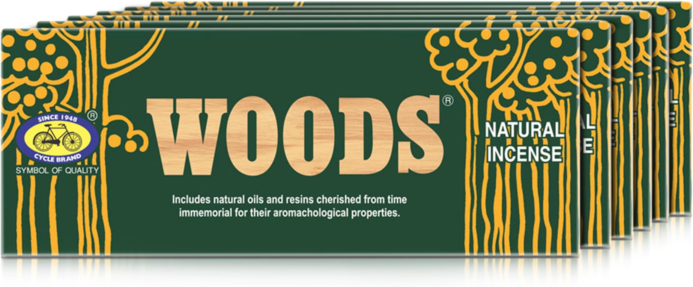 Cycle Pure Woods Natural Incense Sticks, 9 Inch, Pack of 6 (240 Agarbatti Sticks) | Lasts Upto 60 Mins per Stick | Woody, Sandal, Resin, Masala, Amber, Natural Fragrance for Puja, Meditation