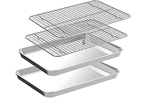 CEKEE Stainless Steel Quarter Sheet Pan with Wire Rack Set