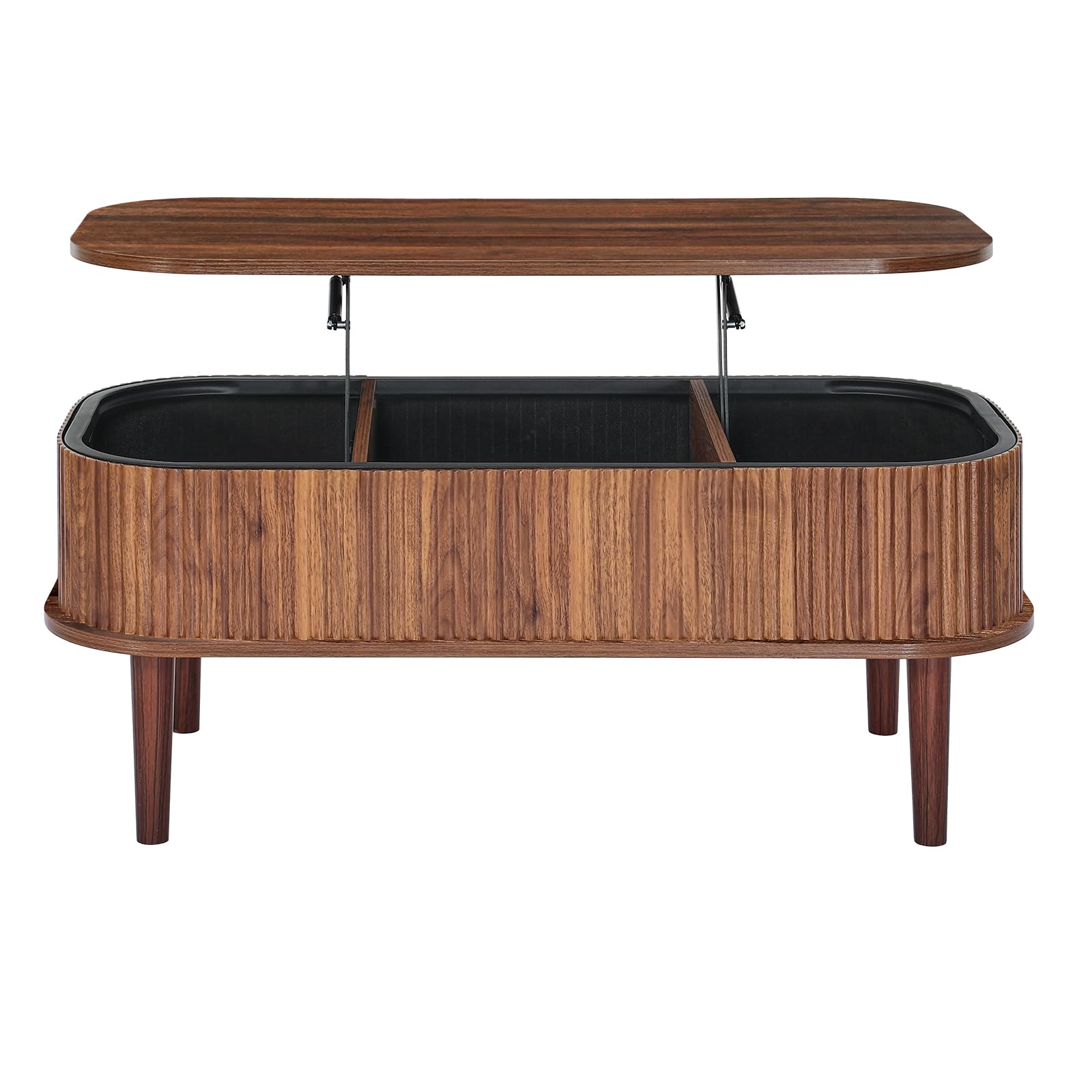 VEVOR Couchtisch Höhenverstellbar 1000x480x405-545 mm, Wohnzimmertisch mit Stauraum, Ausziehbarer Kaffeetisch im Mid-Century-Stil aus MDF, Hubtischplatte für Zuhause & Büro, Walnussfarbe