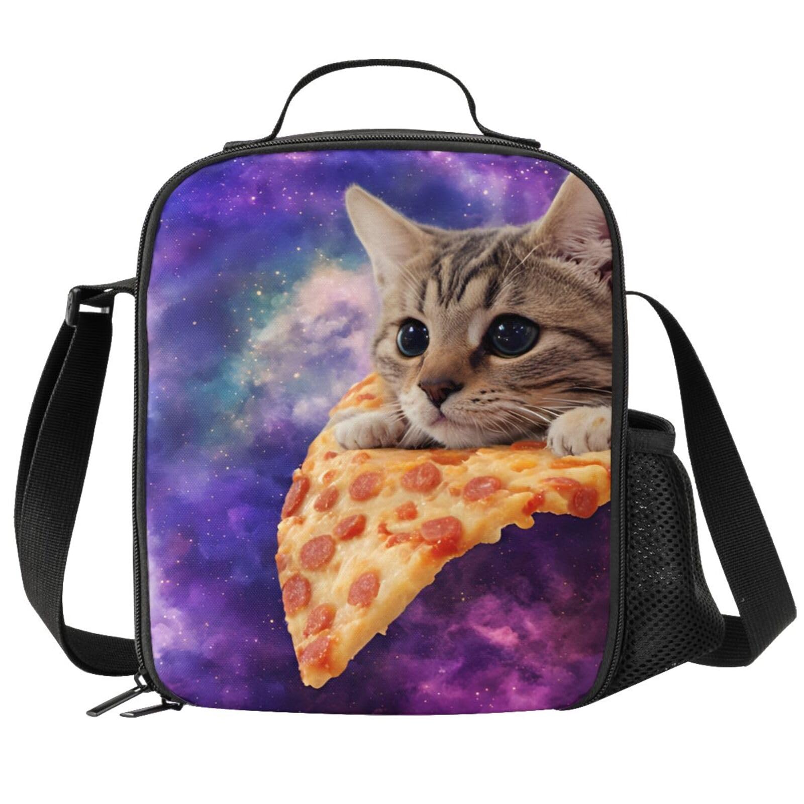 Galaxy Cat Lunch Box - Insulated Meal Bag Pizza Lunch Bag Food Container for Boys Girls School Travel Picnic