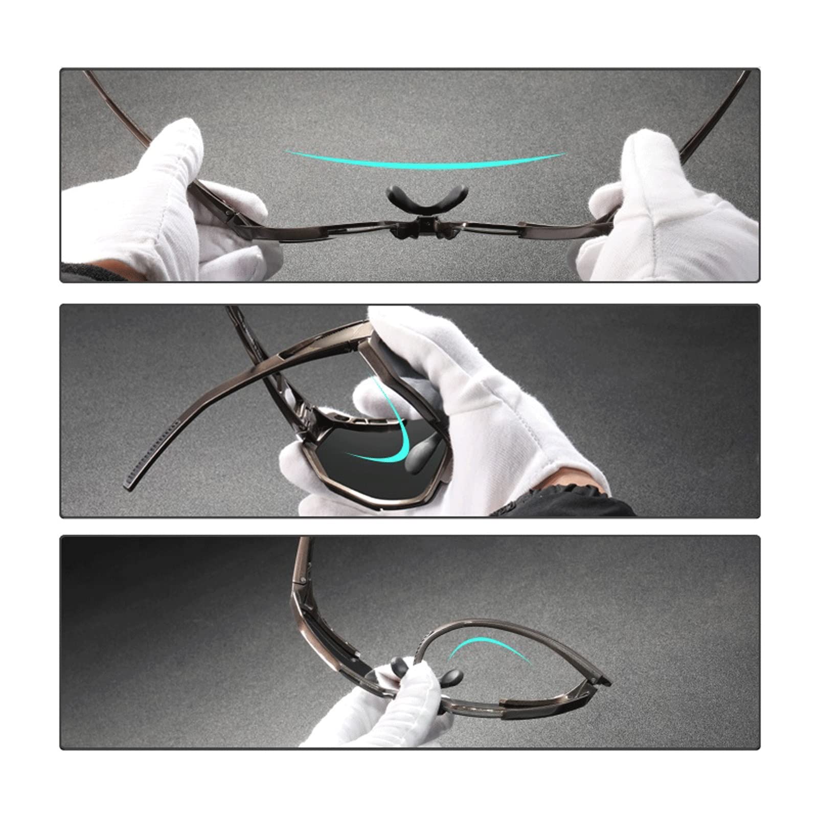 DieffematicMJ Sonnenbrille Herren R90 Active Polarized Sonnenbrille Männer Super Gripper Gummi Nase Multilayer-Spiegellinse + Klarobjektiv (Color : C4)