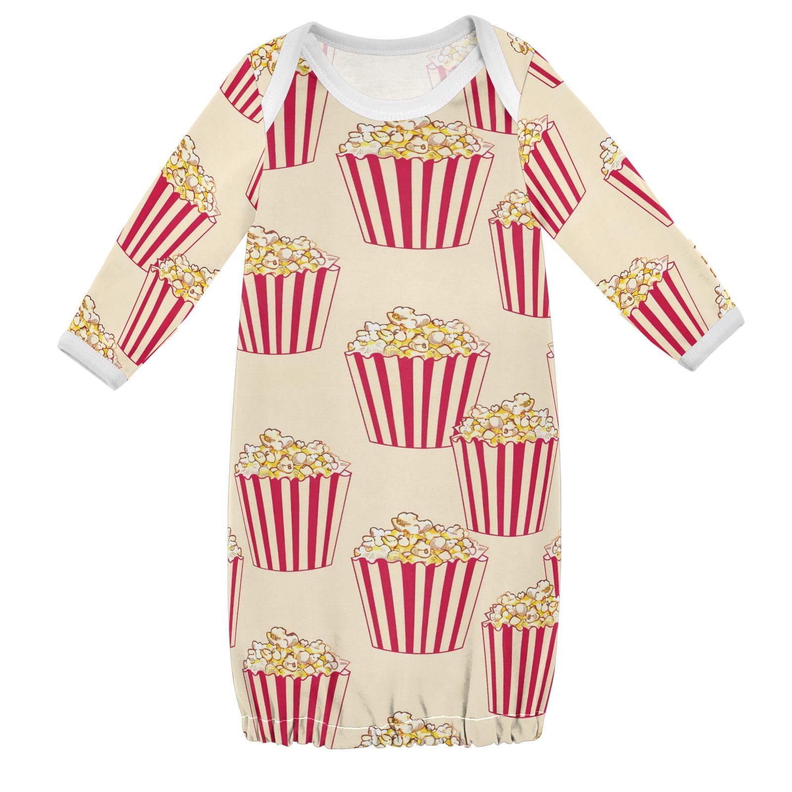 CHIFIGNO 0-3 Months Baby Sleepers Girl Popcorn Cotton Baby Girl Announcement Outfit