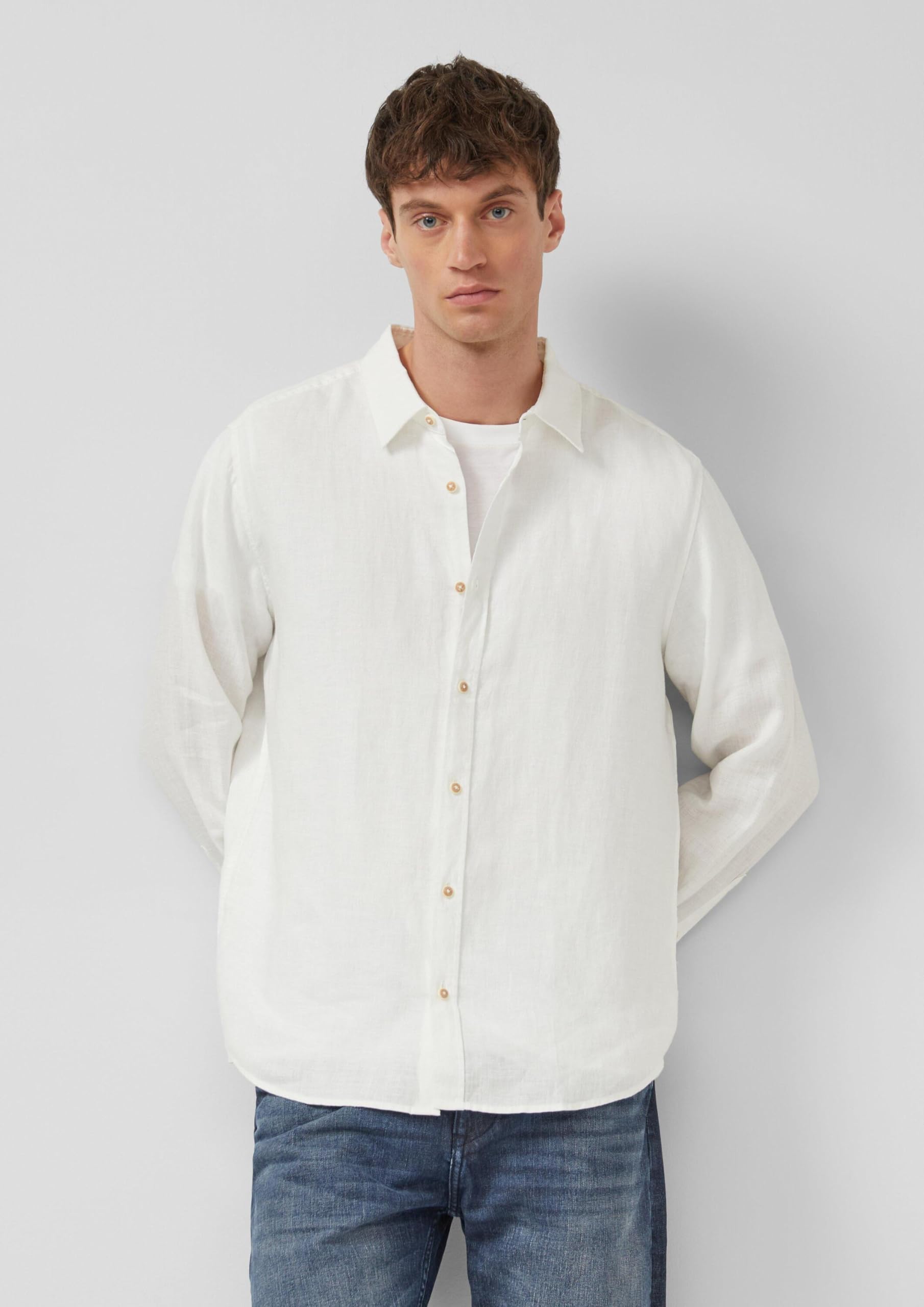 s.Oliver Herren Hemd – Regular Fit, Leinen, Langarm
