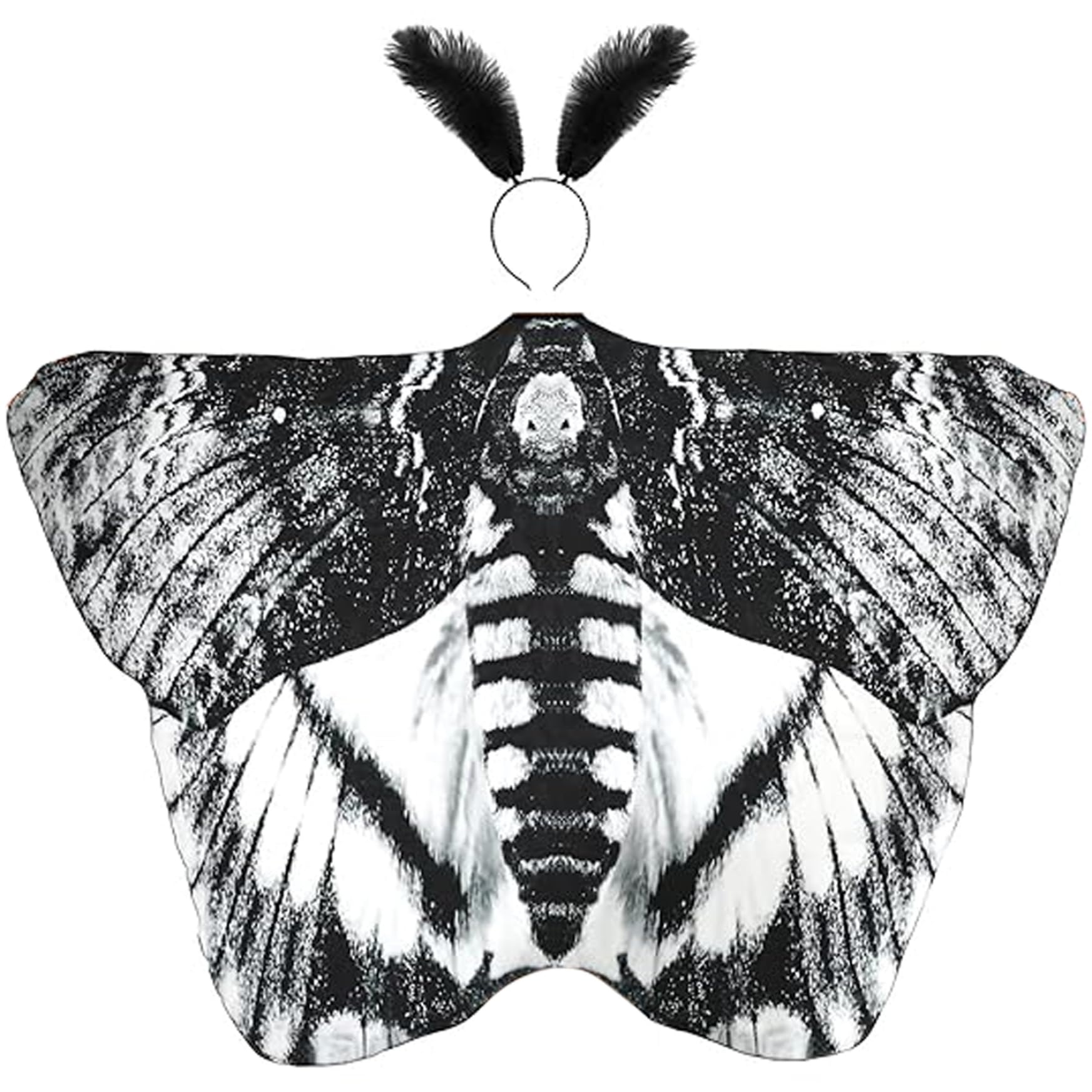 Joygoodta Butterfly Wing Moth Costume Lifelike Moth Wing with Feathers Headband Butterfly Cape Halloween Costumes for Women Men