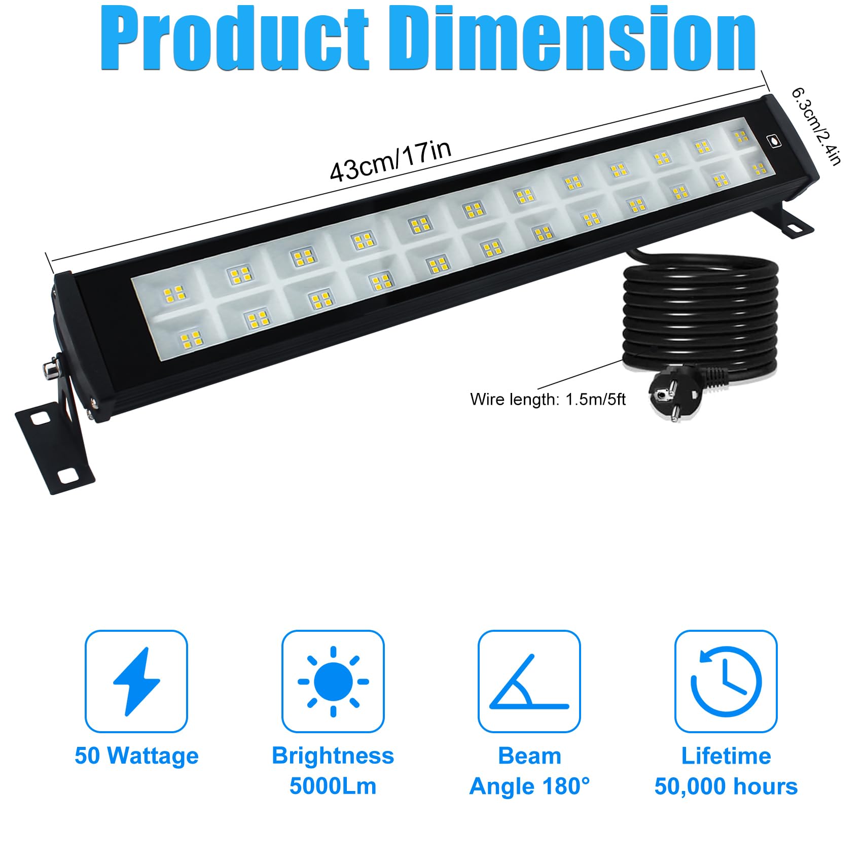 2 Stück LED Strahler Außen 50W, 3000K Warmweiß Led Wallwasher Licht | Superhell 5000LM Led Strahler Mit Stecker IP66 Wasserdicht LED Flutlicht Außenstrahler für Garten Innenhöfe Flur Türen