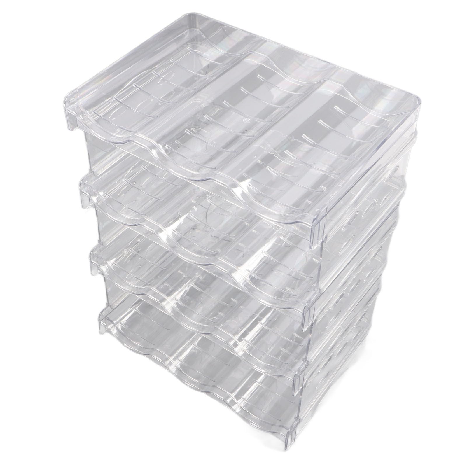 Juego de nizadores apilables para botellas de agua, 4 piezas, soporte triple desmontable para cocina, despensa y gabinete, almacenamiento de plástico transparente para botellas y latas