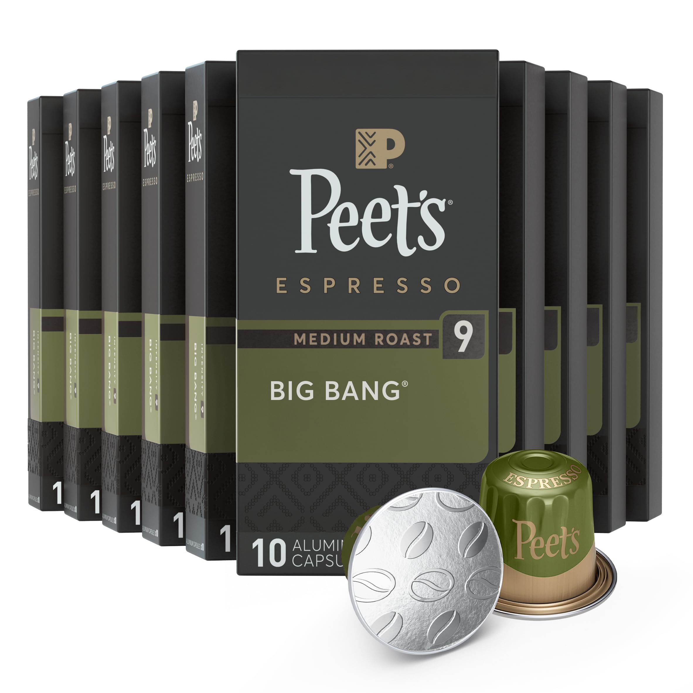 Peets Coffee Medium Roast Espresso Capsules Compatible with Nespresso Original Machines - Big Bang Intensity 9 100 Count