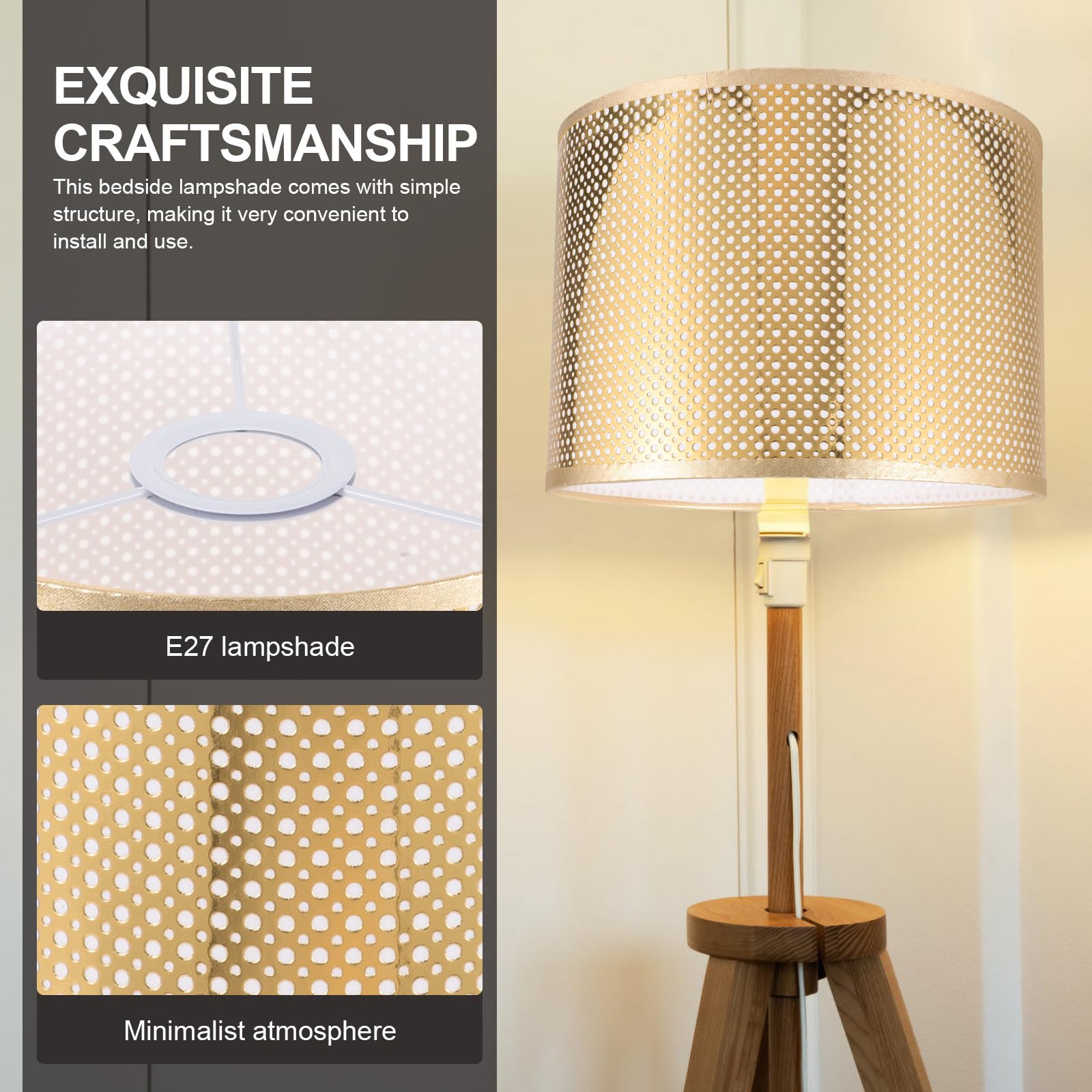 Healeved Paralume a Tamburo Piccolo e Metallo, Paralume Rustico E27 per Lampade da Tavolo da Terra, Diffusore Luce Calda per Soggiorno, Camera da Letto, Hotel e Studio, Diametro 25 Cm X