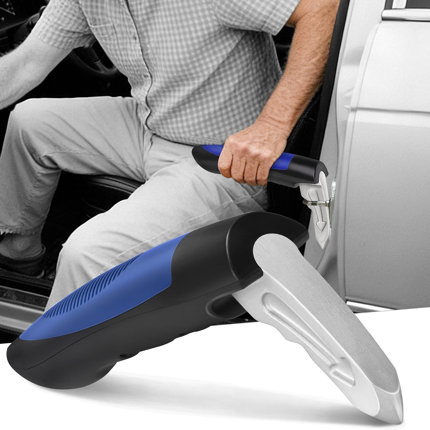 Milifox Car Door Assist Grab Handle for Elderly Handicapped,Light Blue