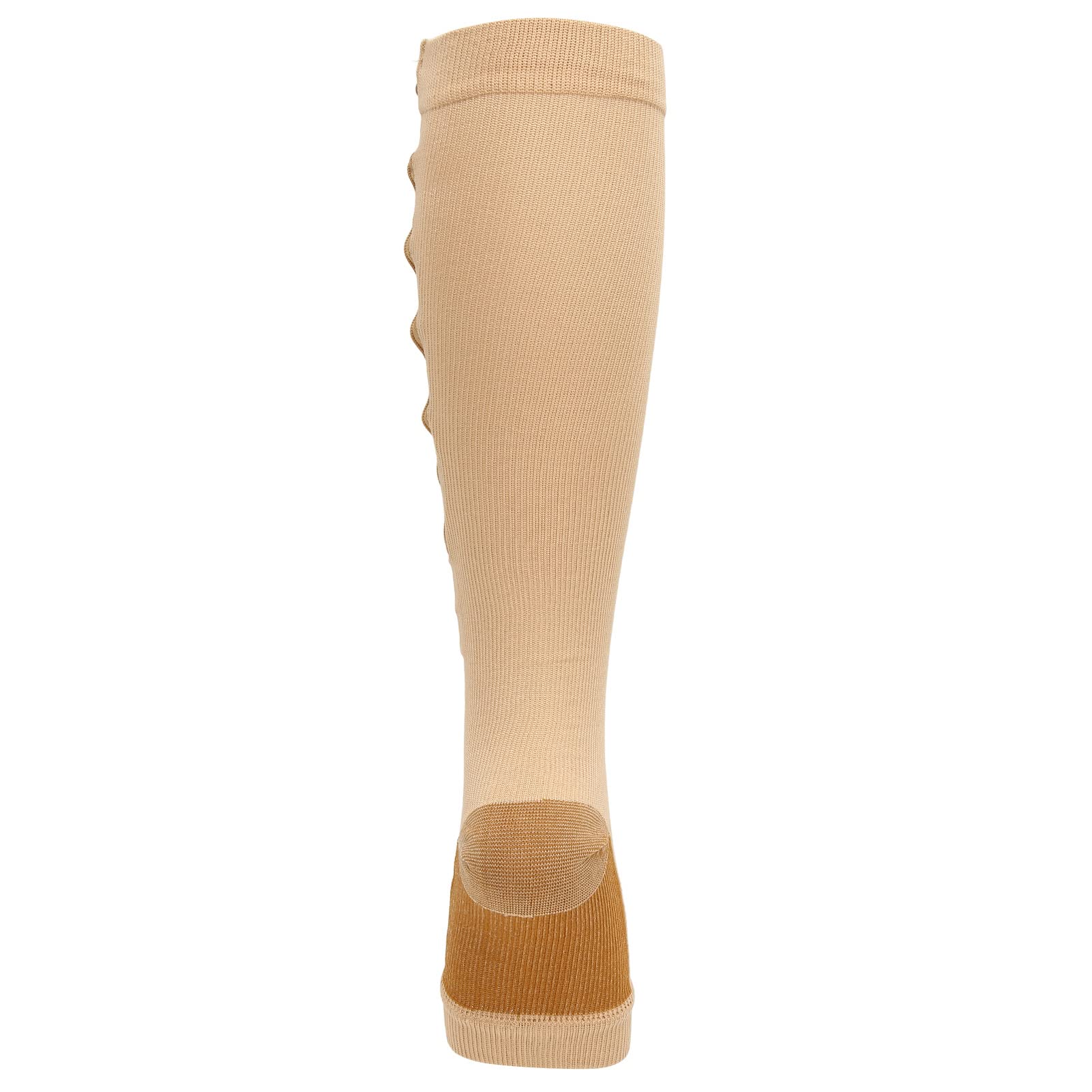 Zipper Compression Socks, Nylon Open Toe Leg Shaping Socks for Women for Leg Shaping and Slimming Ankle Compression(L/XL-Beige) - Image 4