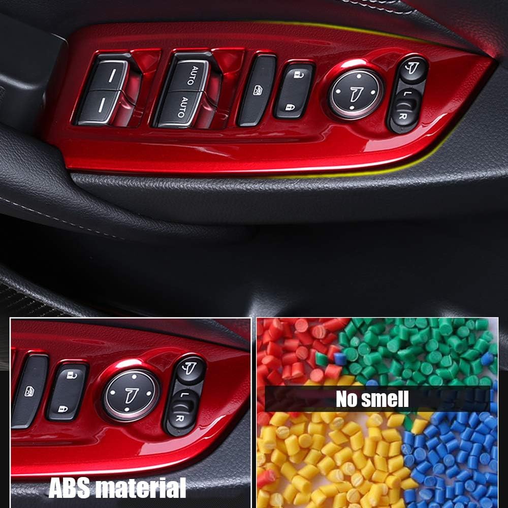 XITER 4pcs ABS Engineering Plastic Car Interior Automobile Door Window Control Panel Cover Molding Door Lock Switch Trim Accessories for Honda Accord 2018 2019 2020 2021 2022(RED)