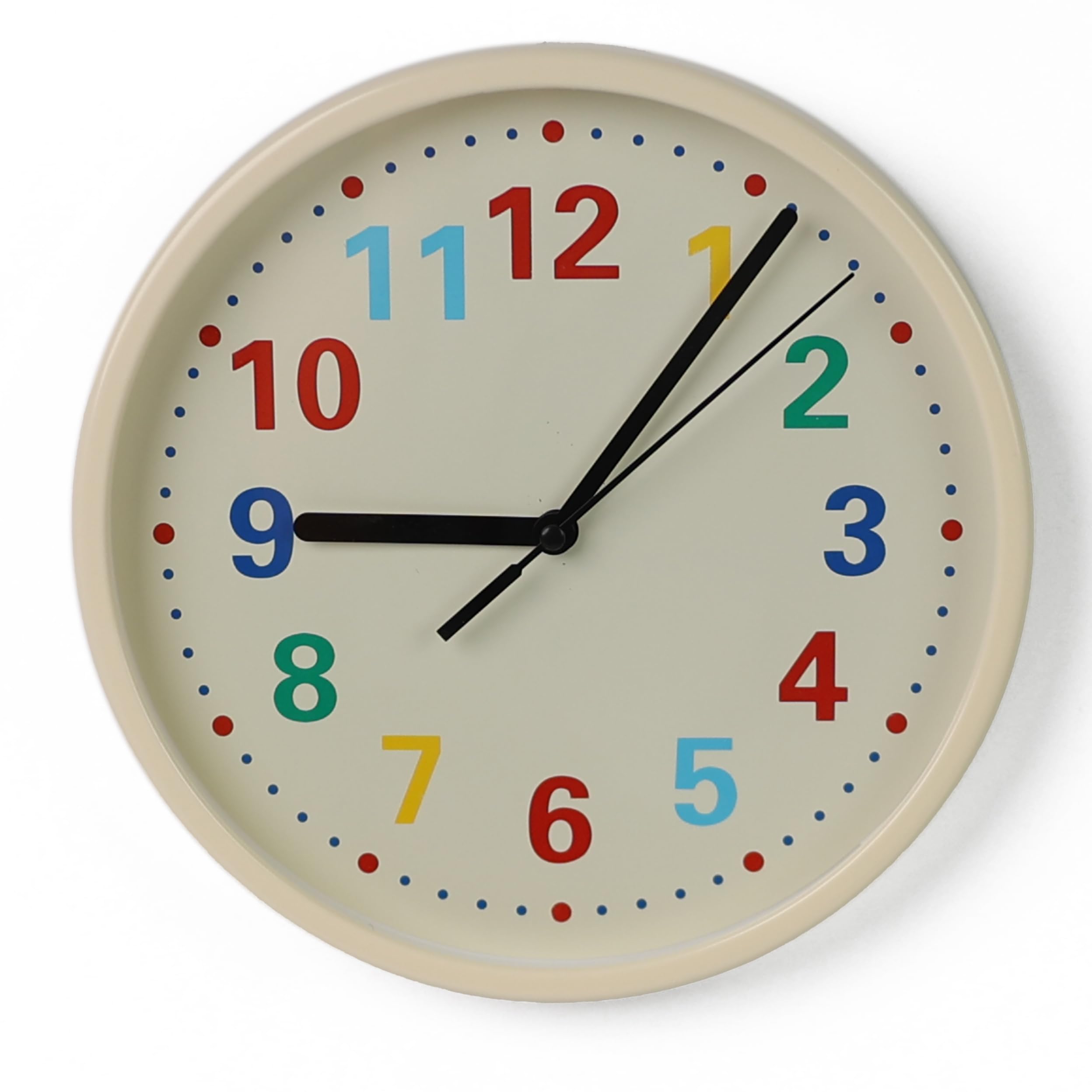 Divchi Beige Wall Clock Silent & Non-Ticking Modern Battery Operated Digital Quiet Sweep Office Home School Kitchen Decor Clocks (Beige)