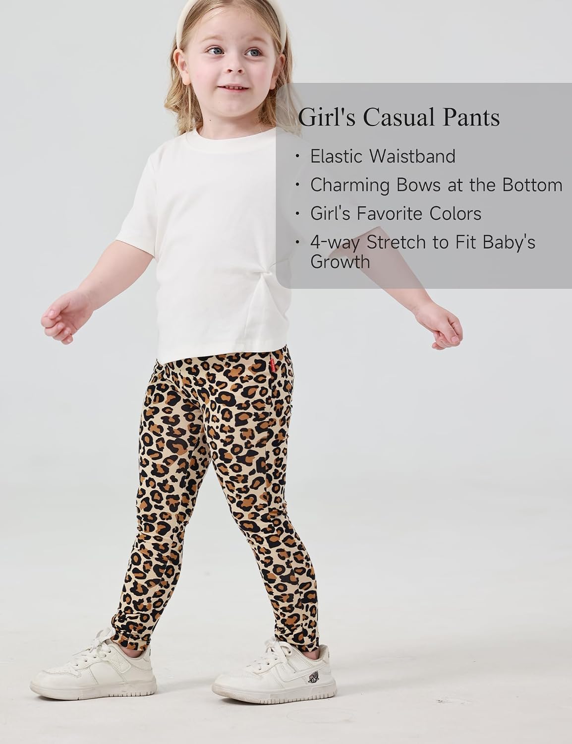 Bamboo Viscose Leggings for Toddler Girls 2T-5T Solid Colors Bowknot Stretch Pants Comfortable Bottoms