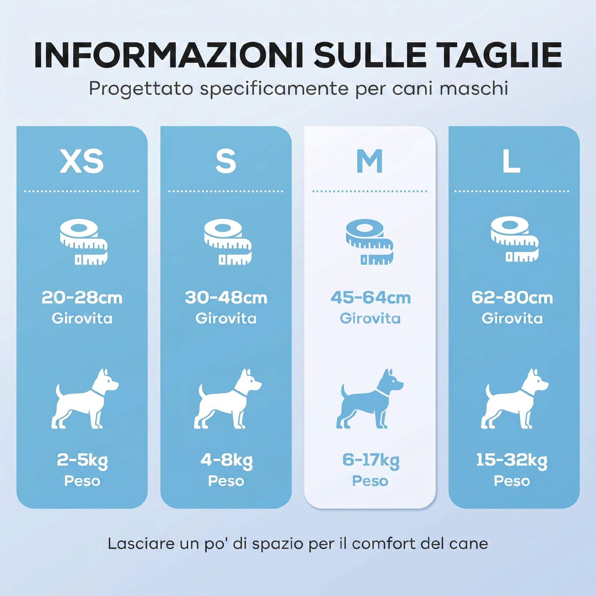 PawHut Pannolini per Cani Maschi, 48 Pezzi, Pannolini Assorbenti con Fascia Elastica Regolabile, Usa e Getta, per Incontinenza e Urinazione Eccitabile, 62x20 cm, Bianco