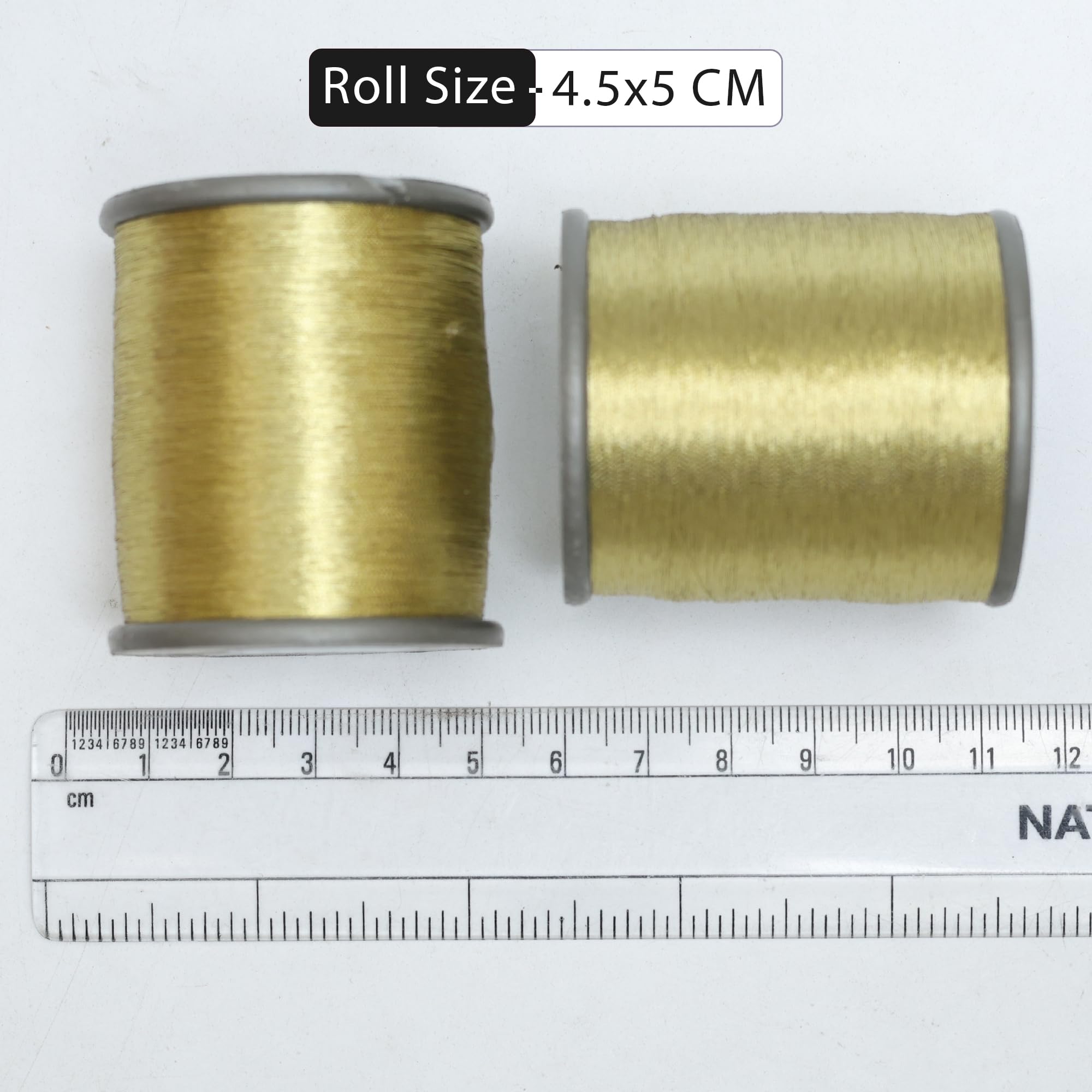 Embroiderymaterial Metallic Zari Thread for Embroidery, sewing and jewelry making, Gold Color, 0.1MM(Pack of 2 Roll),95gram 2