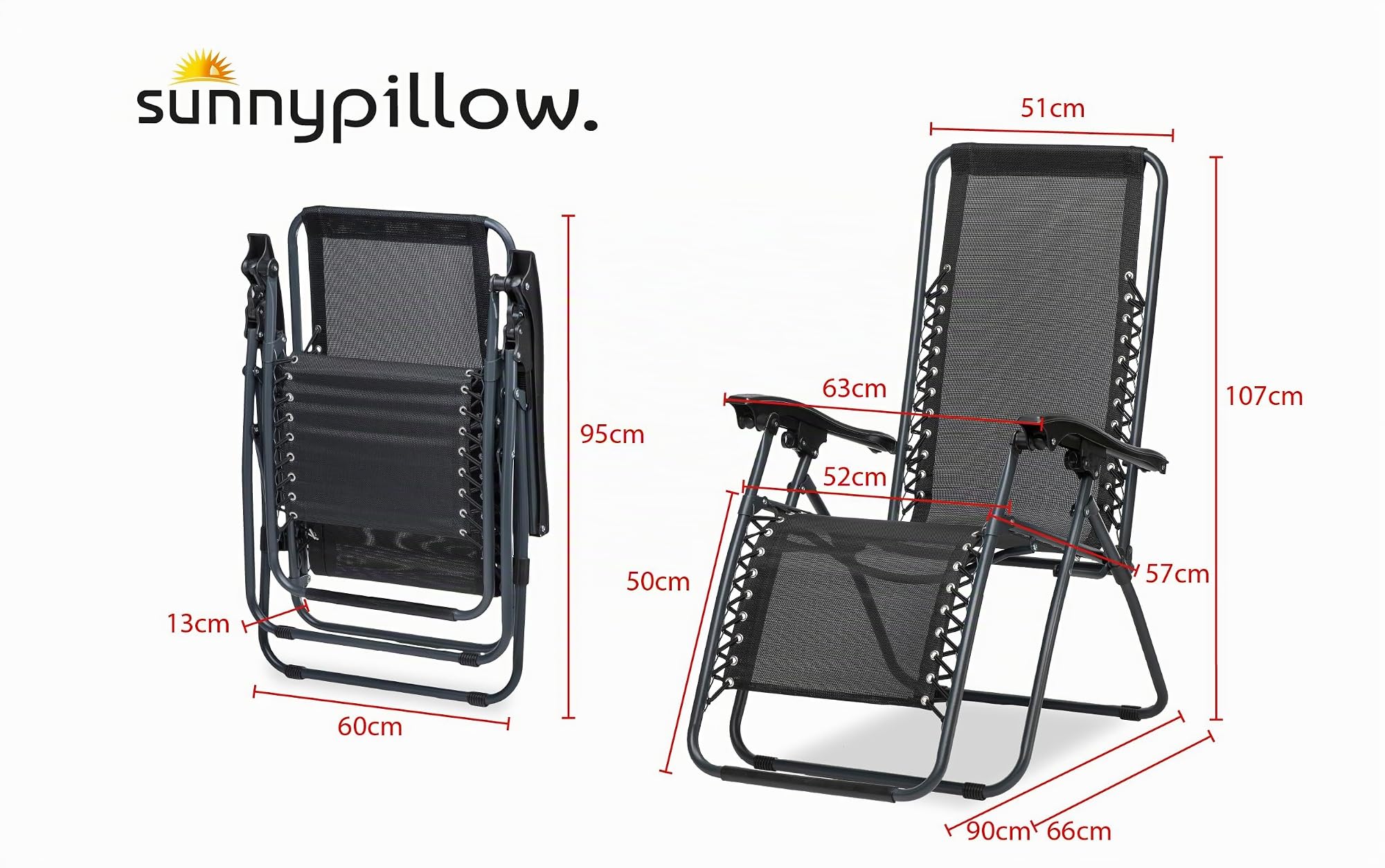 sunnypillow 2er Set Sonnenliegen Liegestuhl klappbar mit Getränkehalter - Gartenstühle für Garten Balkon - Gartenliege wetterfest/Outdoor - Relaxliege verstellbare Rückenlehne mit Armlehnen