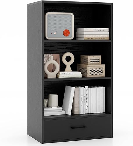 Miniatura 37 de Tangkula Estantería de 4 estantes con 2 cajones, estantería abierta de 4 niveles de 74 pulgadas de alto con 2 cajones deslizantes, dispositivo