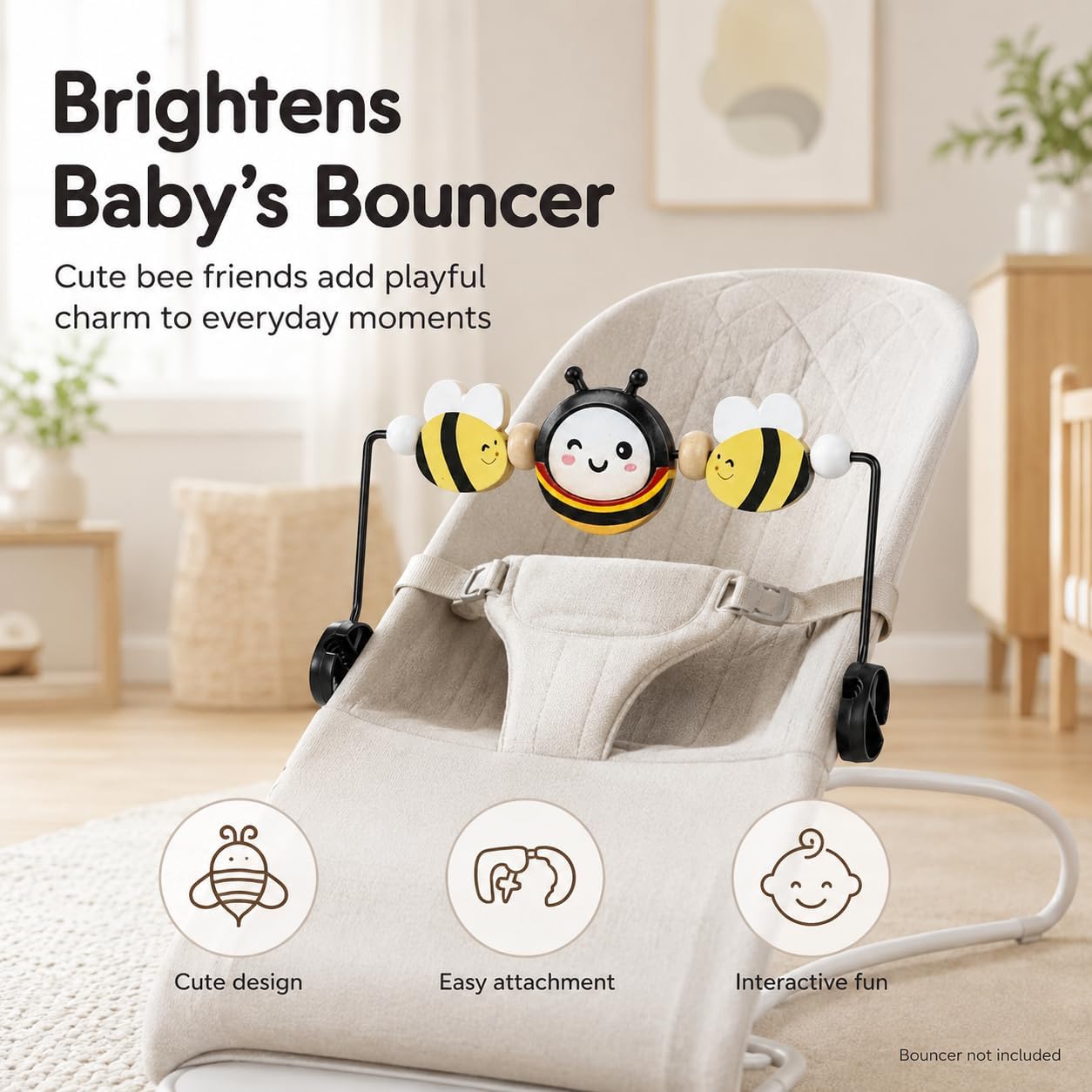 Wooden Baby Bouncer Toy Bar, Compatible with BabyBjörn Bouncers image 4