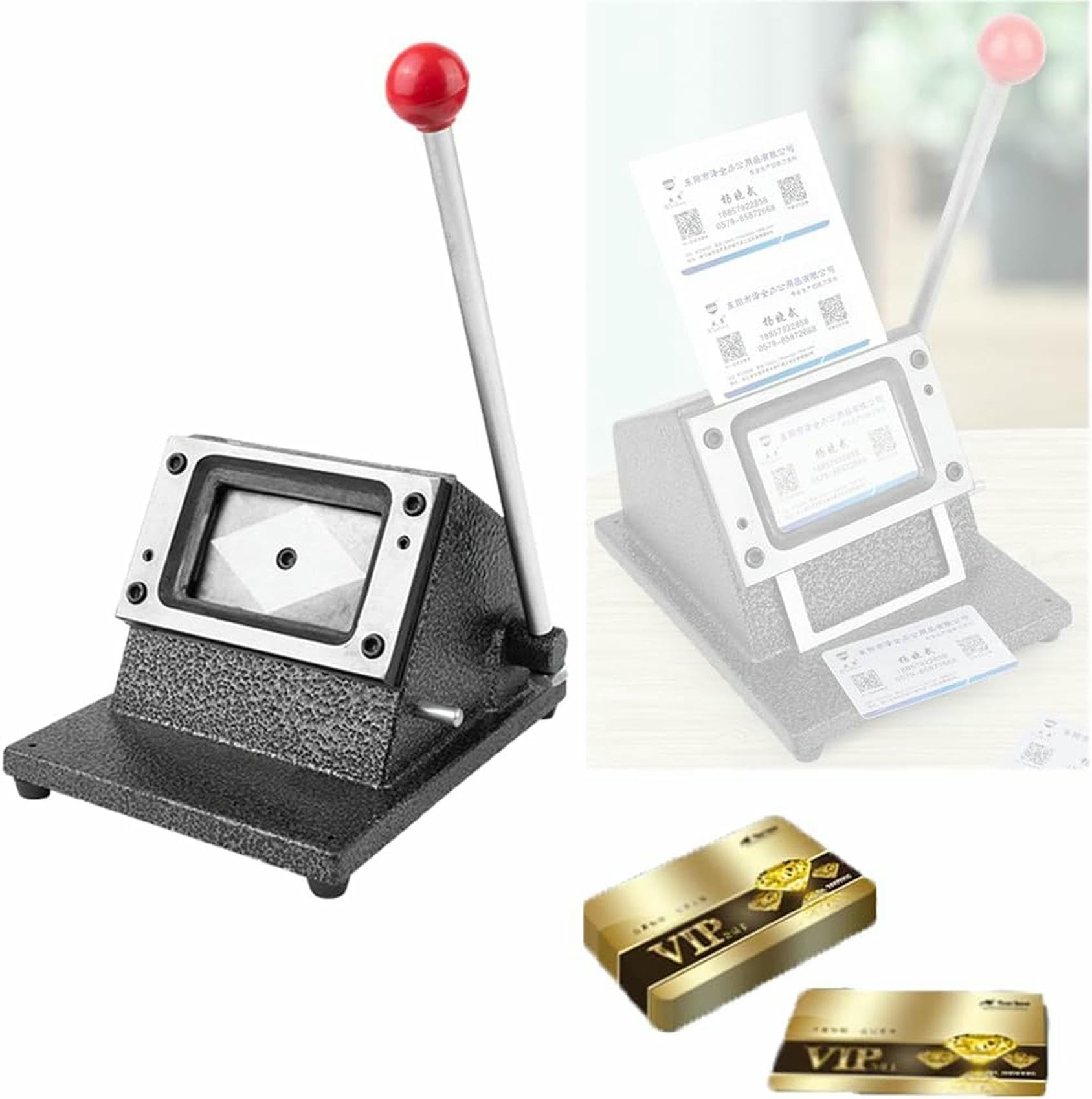 Macchina manuale per il taglio di carte in PVC, taglierina per biglietti da visita 86*54 mm, strumento di taglio resistente, efficiente e che consente di risparmiare tempo, base in acciaio rinforzato