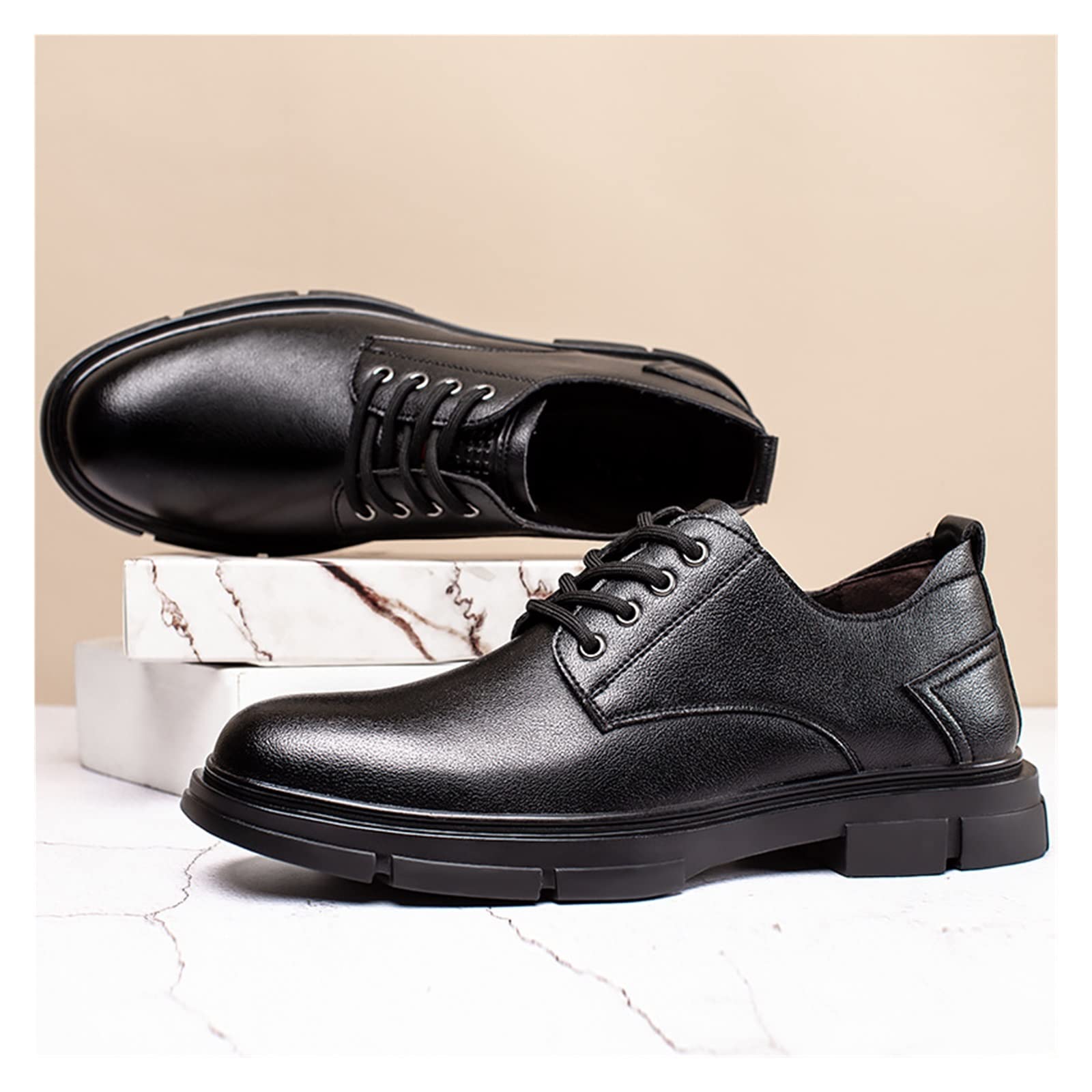 CARZE Męskie skórzane buty Casual Business Formalne skórzane buty derby Brytyjska koreańska wersja Retro męskie skórzane buty buty męskie(38)