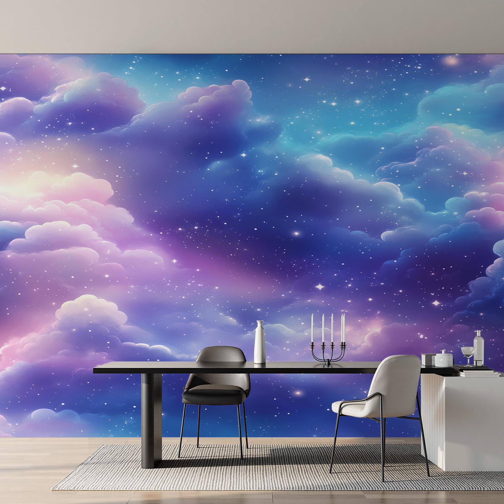 Papier peint ciel étoilé onirique pour créer un cocon de douceur dans sa chambre
