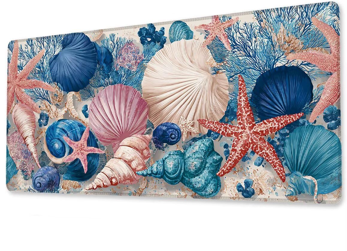Alfombrilla Ratón XXL 1600x800x3 mm Mouse Pad Grande Gaming Estrella De Mar Alfombrilla Escritorio,Tapete Escritorio con Bordes Cosidos, Impermeable Antideslizante Ordenador Desk Mat, Oficina zj-483