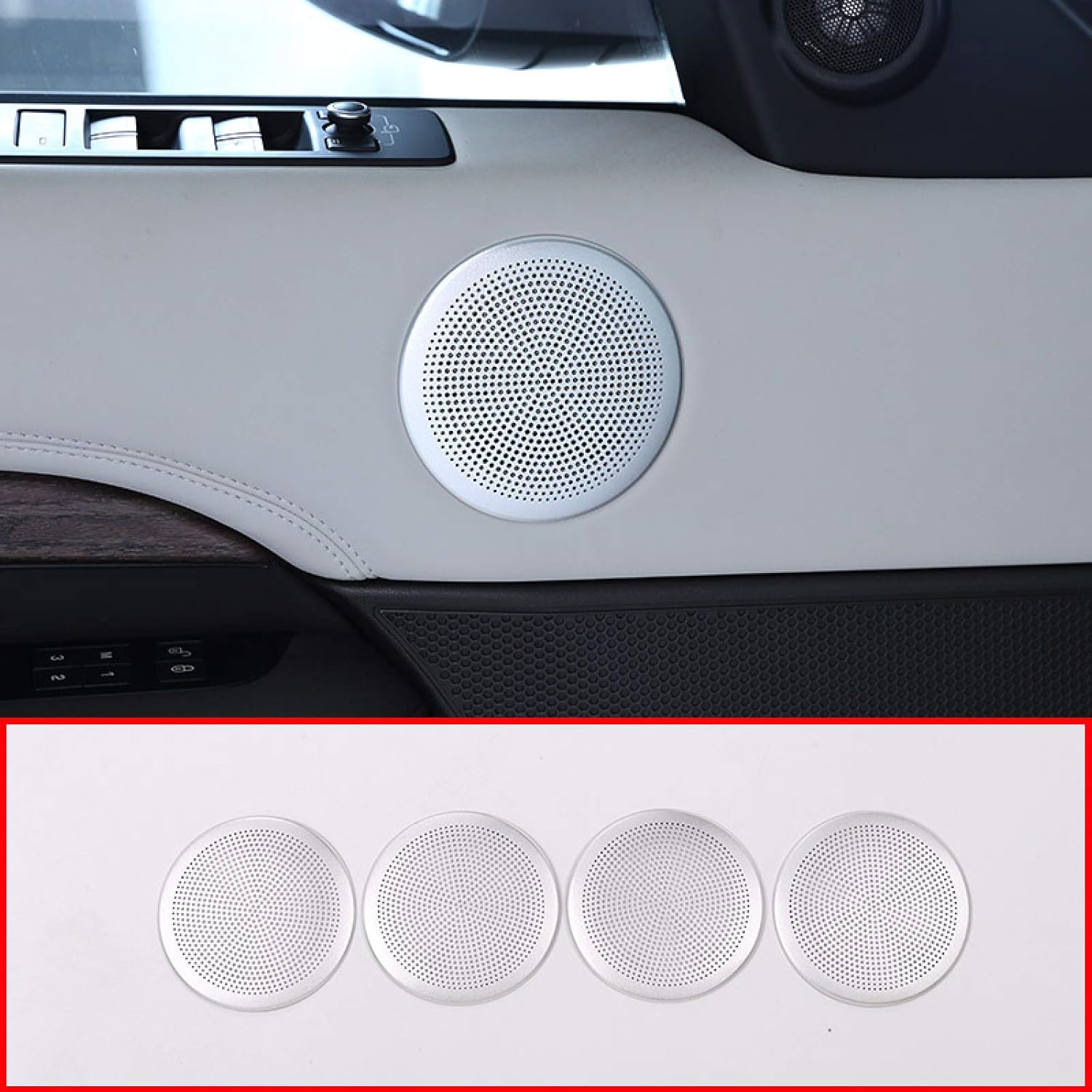 for Land Rover Discovery 5 LR5 L462 2017-2020, Car Aluminum alloy Up Door Speaker Cover Trim Internal Accessories