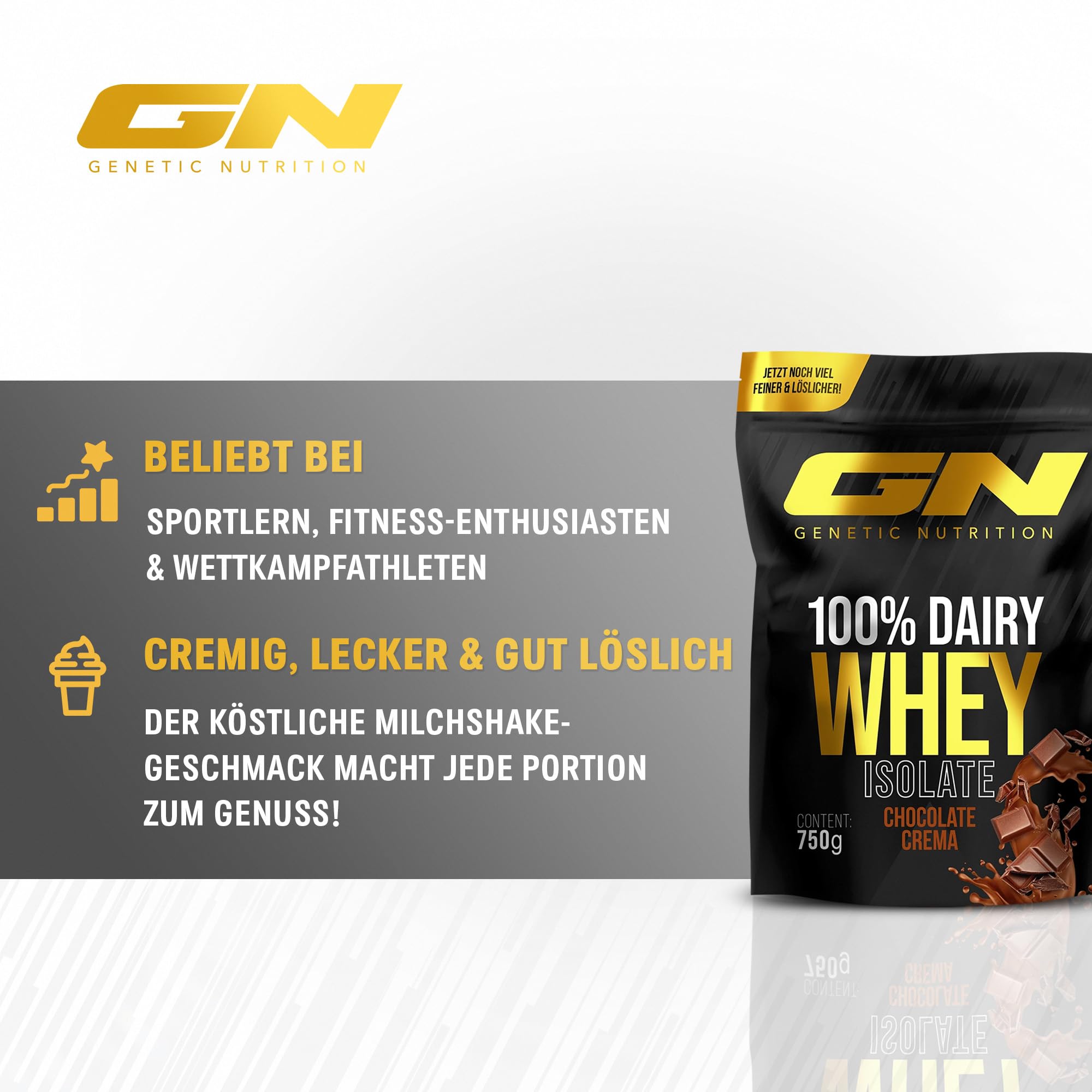 GN Laboratories 100% Dairy Isolate Microfiltered Whey Protein Isolate Protein Protein Shake protéiné Shake protéiné Bodybuilding 750g Crème au chocolat - Chocolat