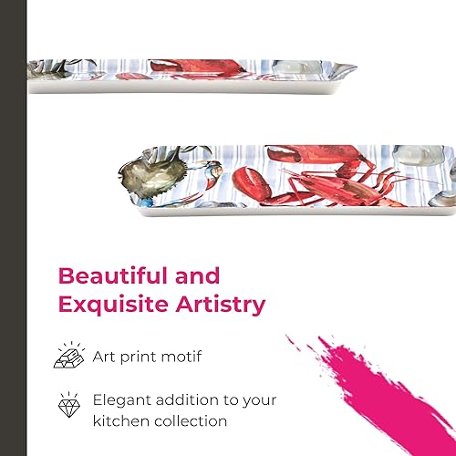 Miniatura 3 de Summer Feast - Bandeja rectangular de melamina para bocadillos con diseño de jardín vibrante, plato de comida apto para lavavajillas para almuerzo,