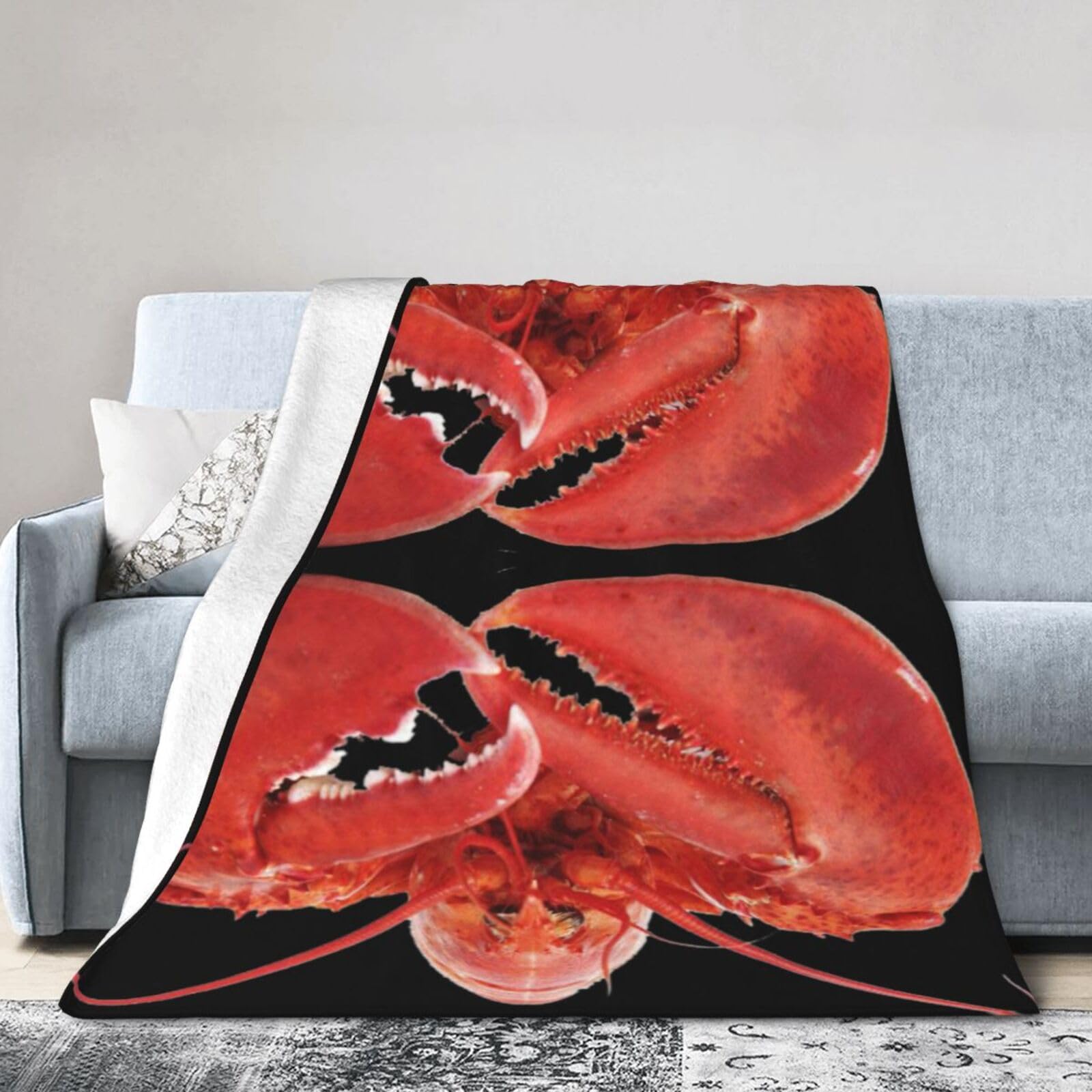 Uusnwaa Soft Cosy Fleece Warm Throw Lobster Print Blanket